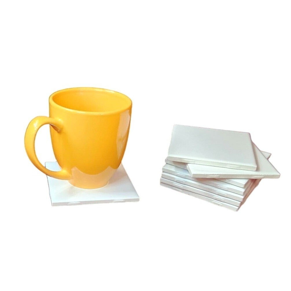 4.25 inch tiles set of 8 White Glazed, Glossy top, Great for crafts or walls.