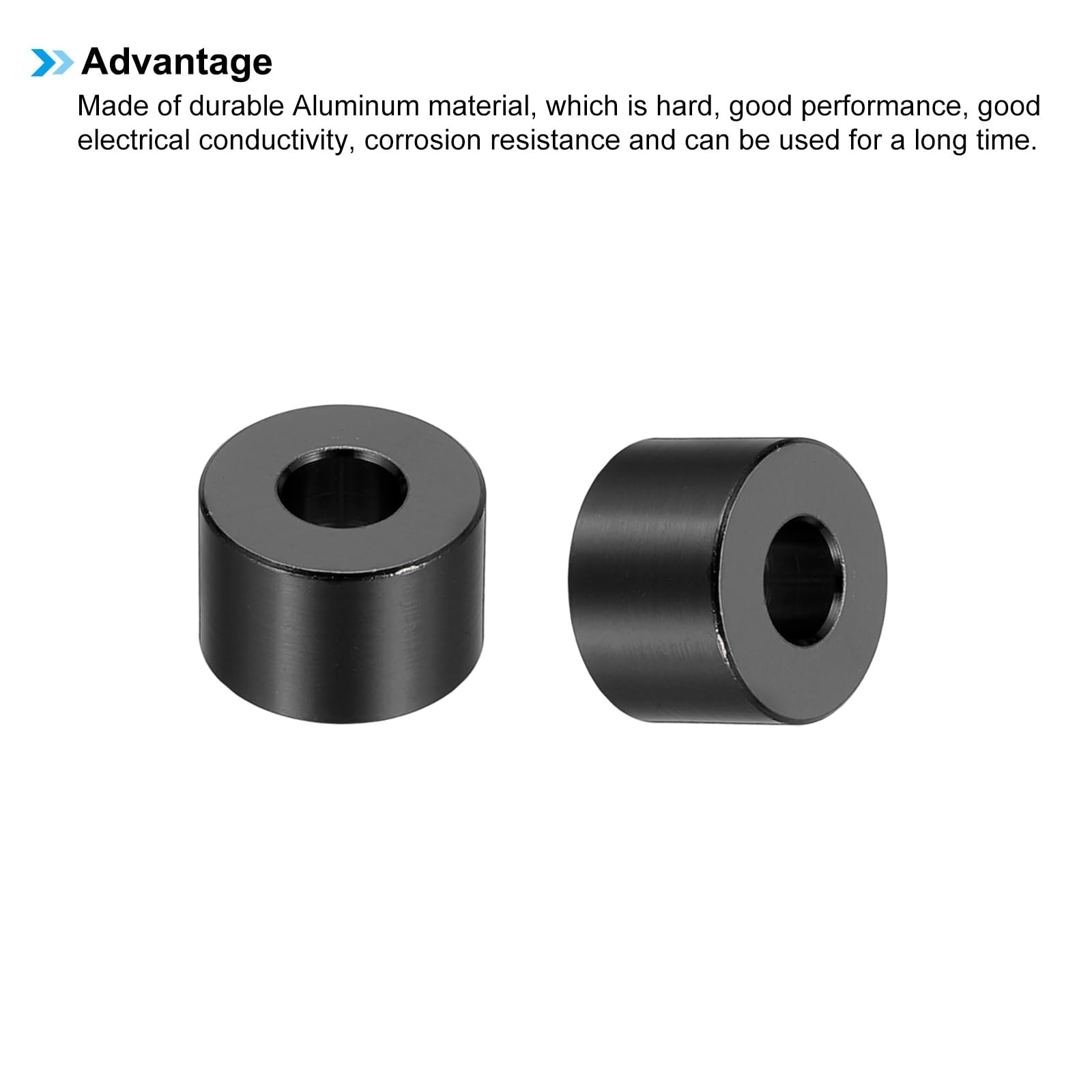 PATIKIL M6 Aluminum Spacers, 6 Pcs Metal 6.2mm ID x 15mm OD x 10mm L, Black
