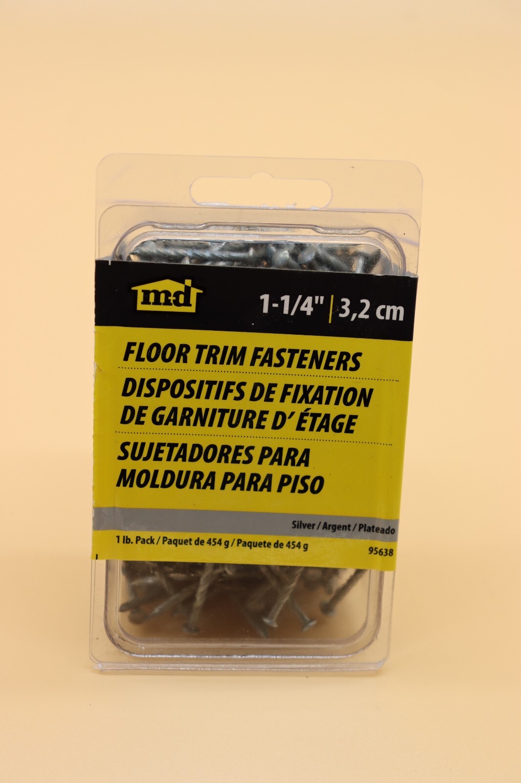 M-D 1-1/4″ Floor Trim Fasteners 1lb pack Silver 95638