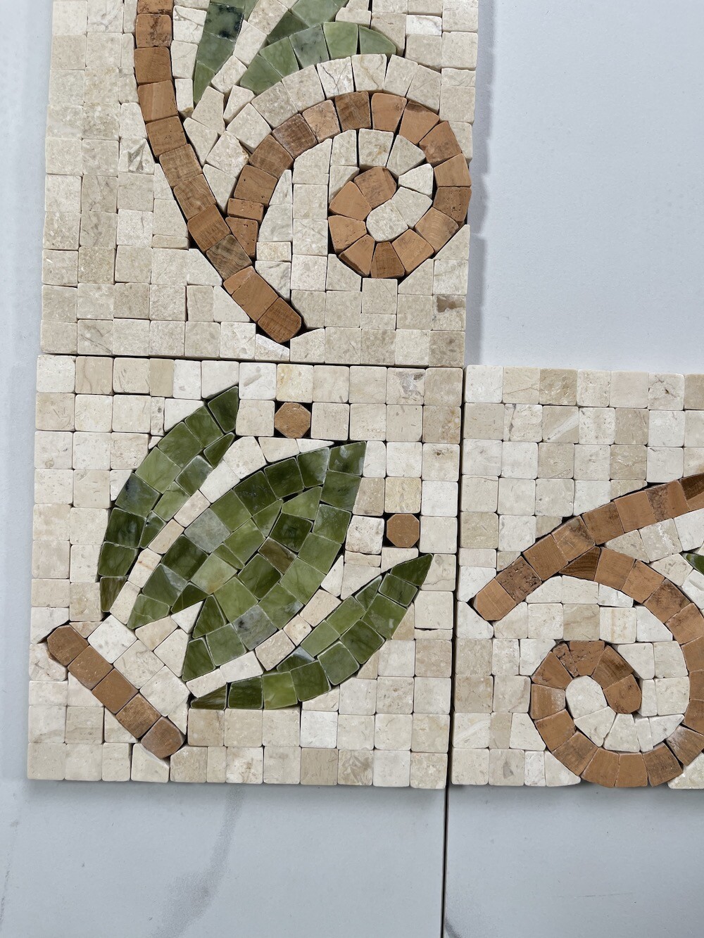 B0083CP Marble Mosaic Border Accent Tile Lily Crema Marfil 4.7×4.7 Polished