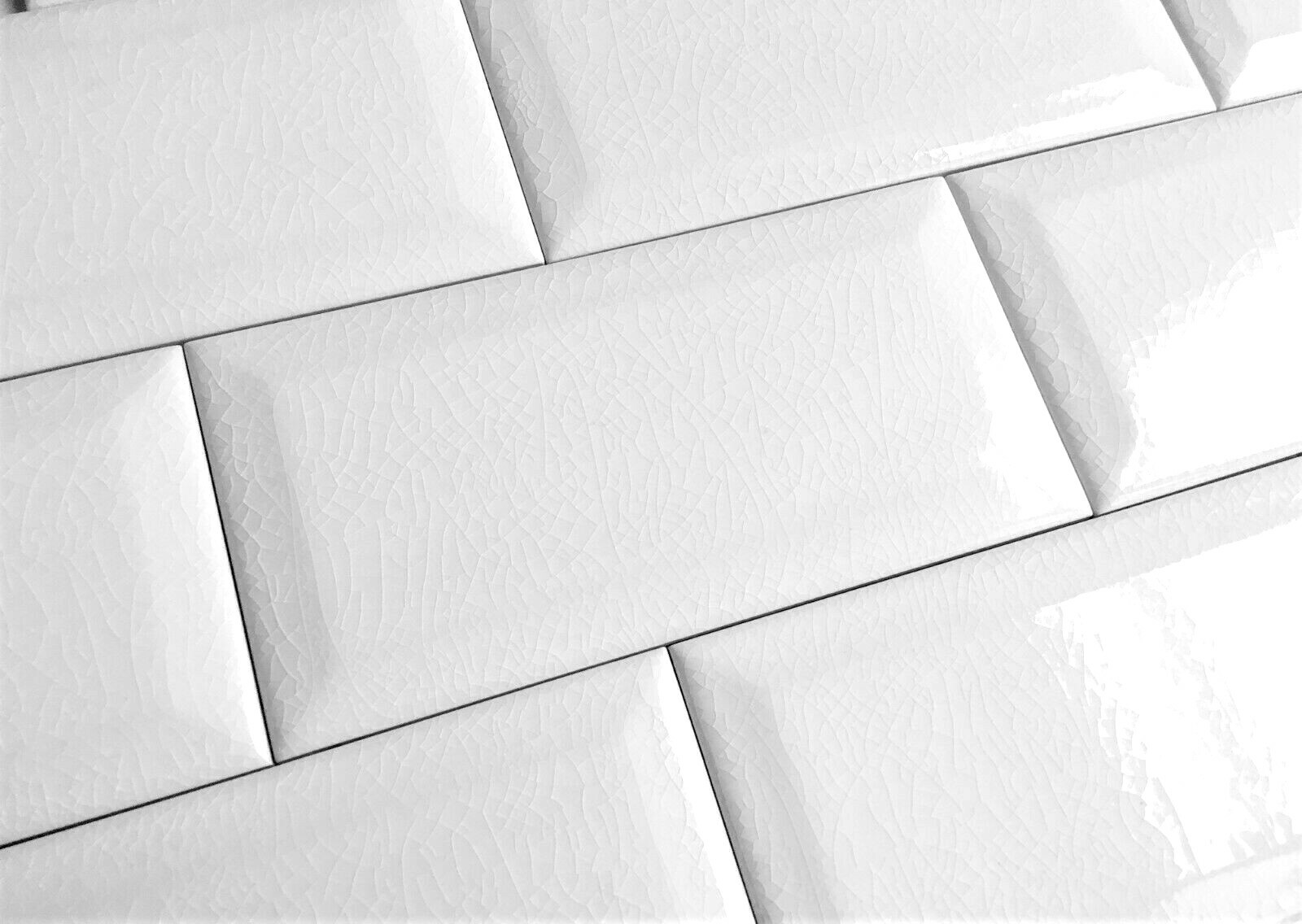3×6 White Beveled Crackled Glossy Glaze Ceramic Tile Wall Decor Bath Kitchen