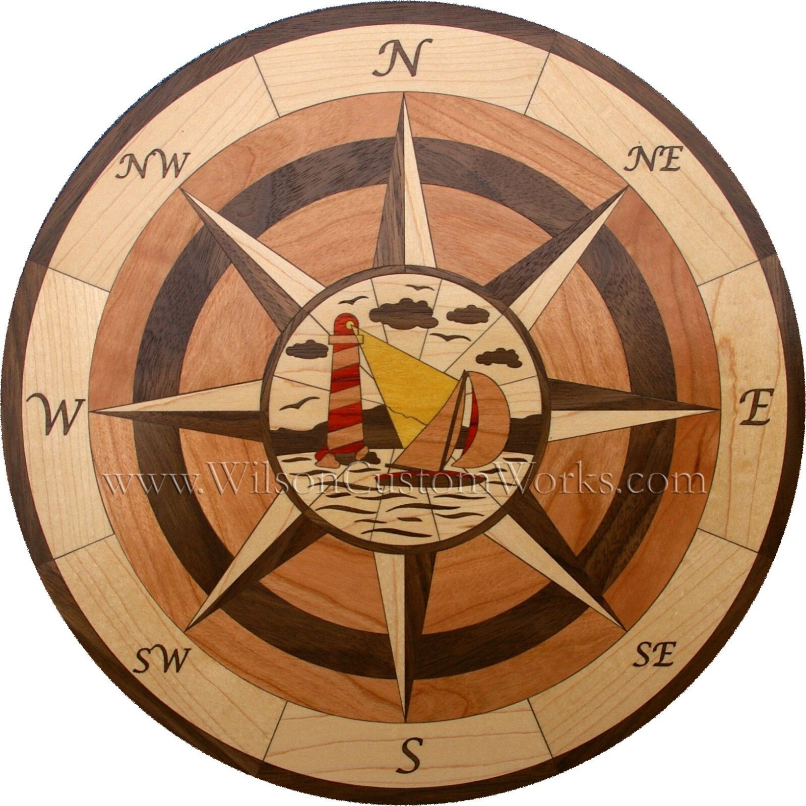 Sailboat Compass DIY kit 151 piece Wood Floor Medallion Inlay Select Size 18-36″
