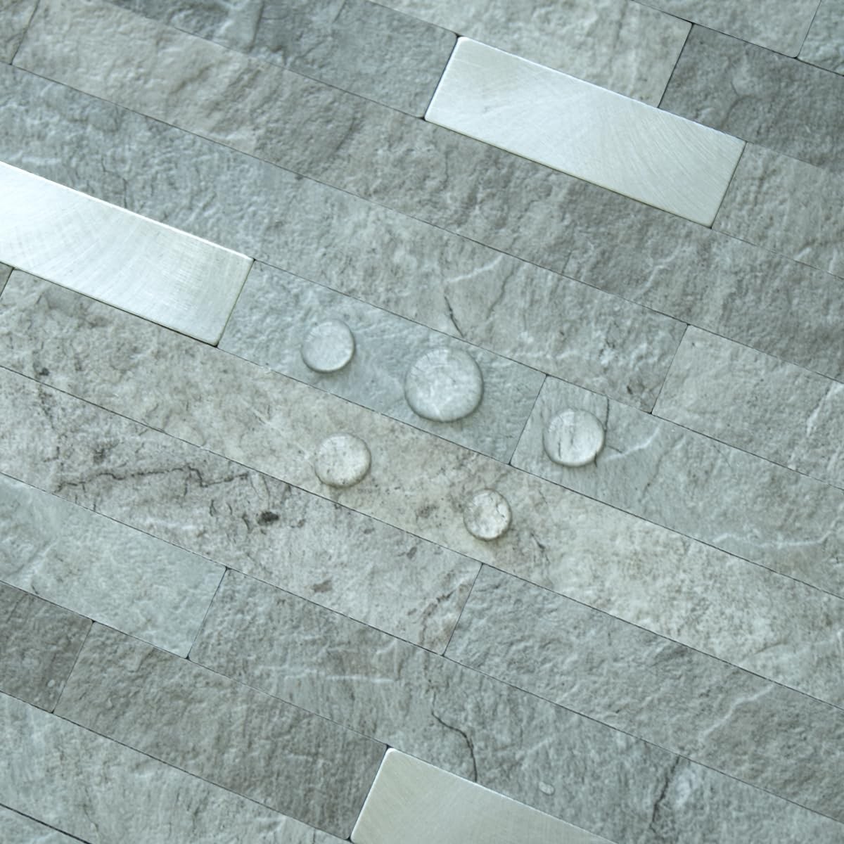 AULIGET 20 Sheets Mountain Rock Peel and Stick Backsplash, PVC Mixed Metal Go…