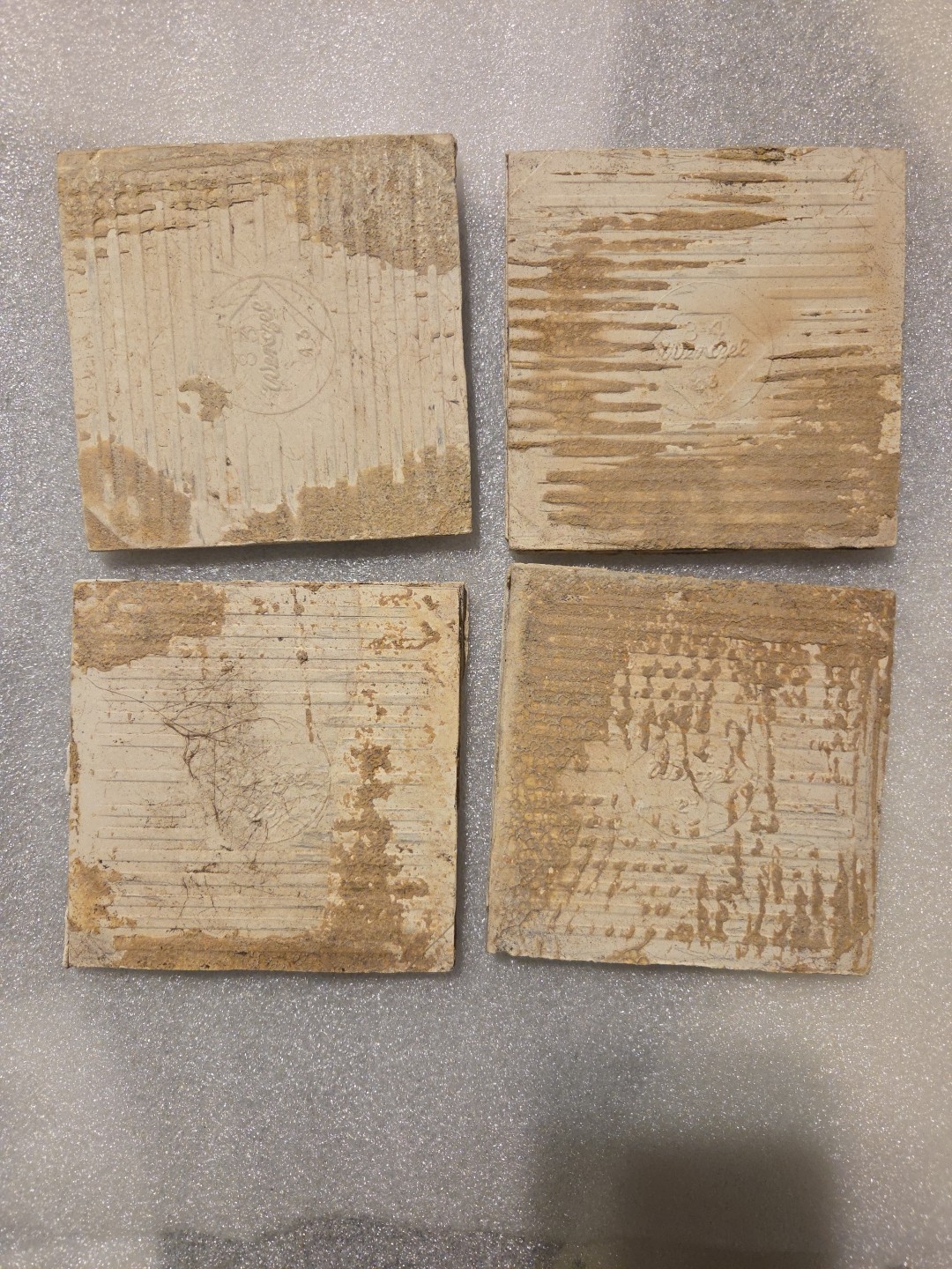 4 Vtg WENCZEL Wenzel Tile 4×4 Gold Dust 86 43 Ivory Beige Gold Yellow Flecks