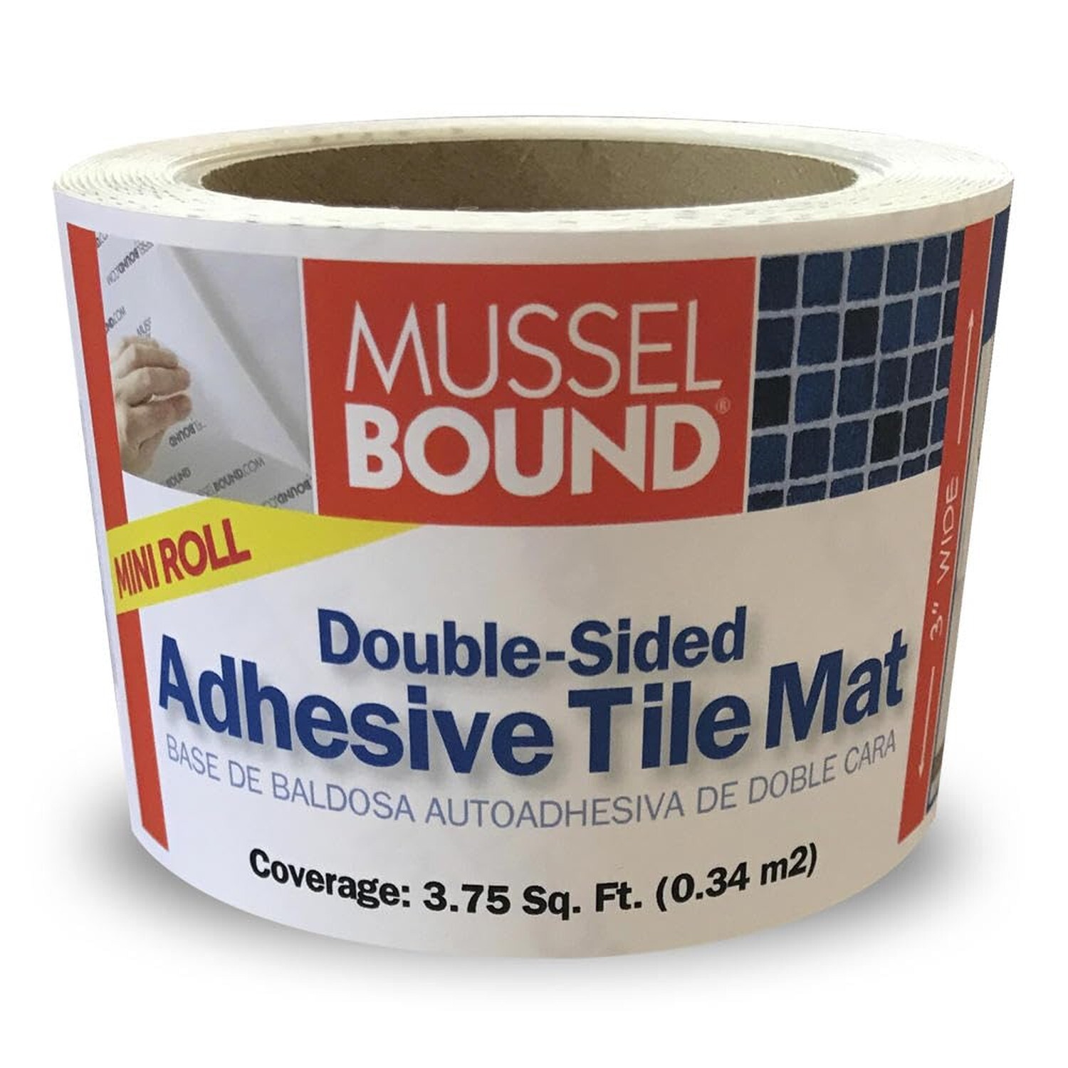Mussel Bound MusselBound® Adhesive Tile Mat Mini Roll – 3″” x 15′, Easy Ins