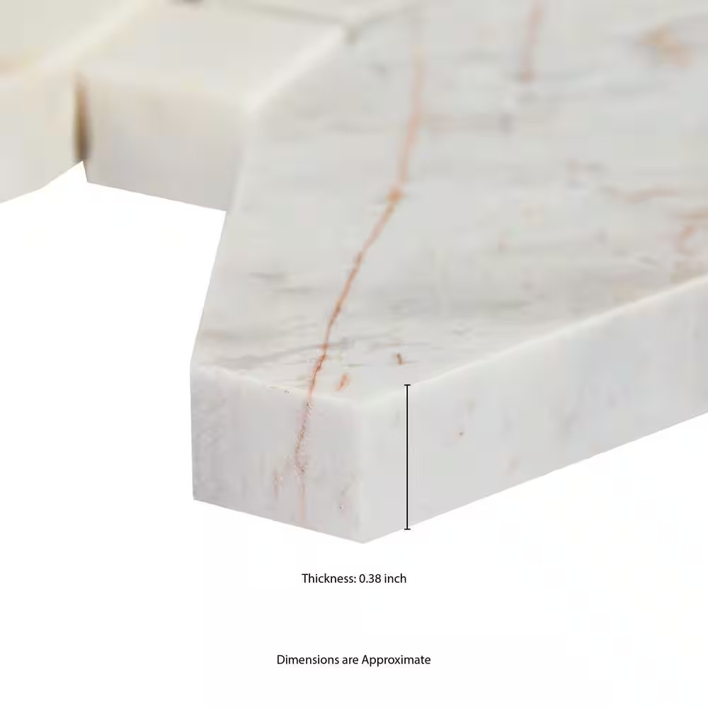 Angora Elongated Octagon 12 In. X 13 In. X 0.38 In. Polished Marble Mesh-Mounted