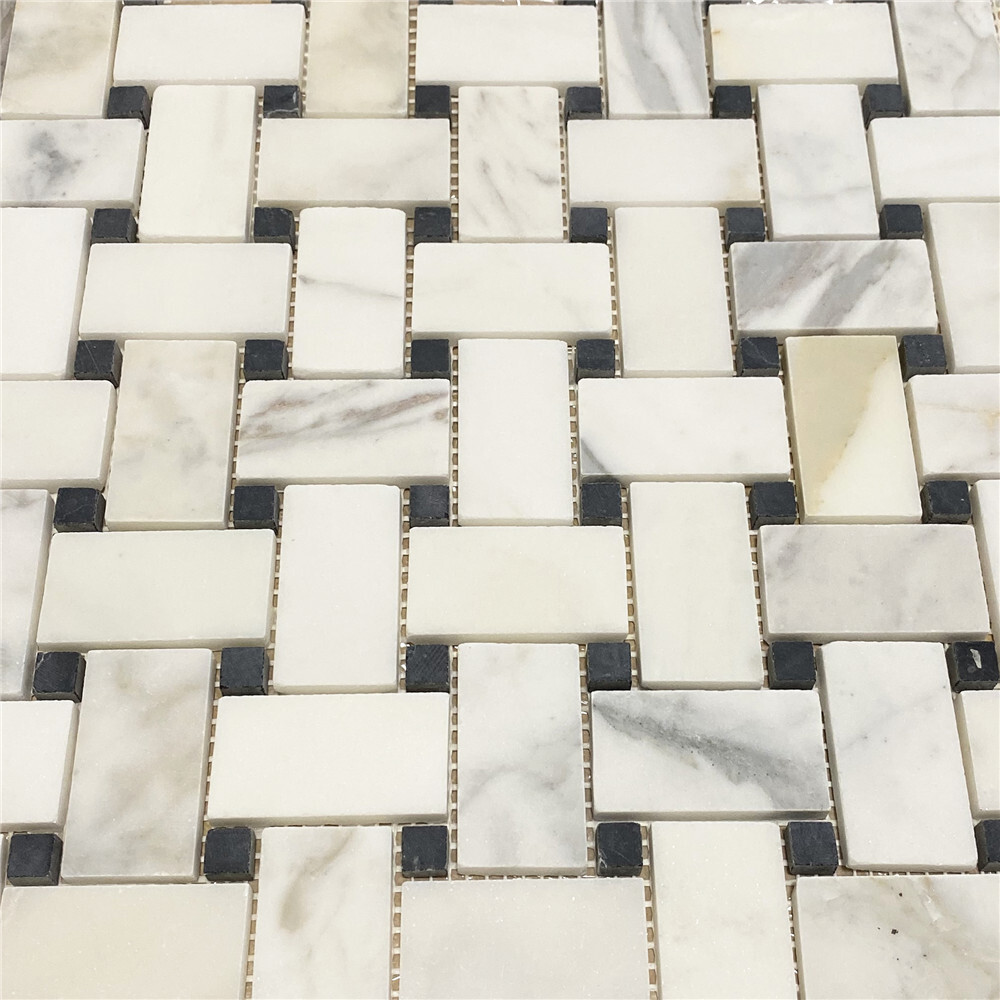G651XH Calacatta Gold Calcutta Marble 1×2 Basketweave Mosaic Tile Honed