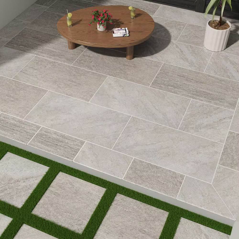 Quartz Silver 24 In. X 24 In. X 0.79 In. White Stone Look Matte Porcelain Paver