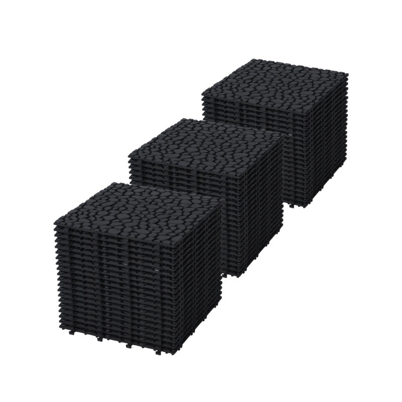 12×12″ Interlocking Plastic Deck Tiles, Waterproof Anti-slip, 440lbs