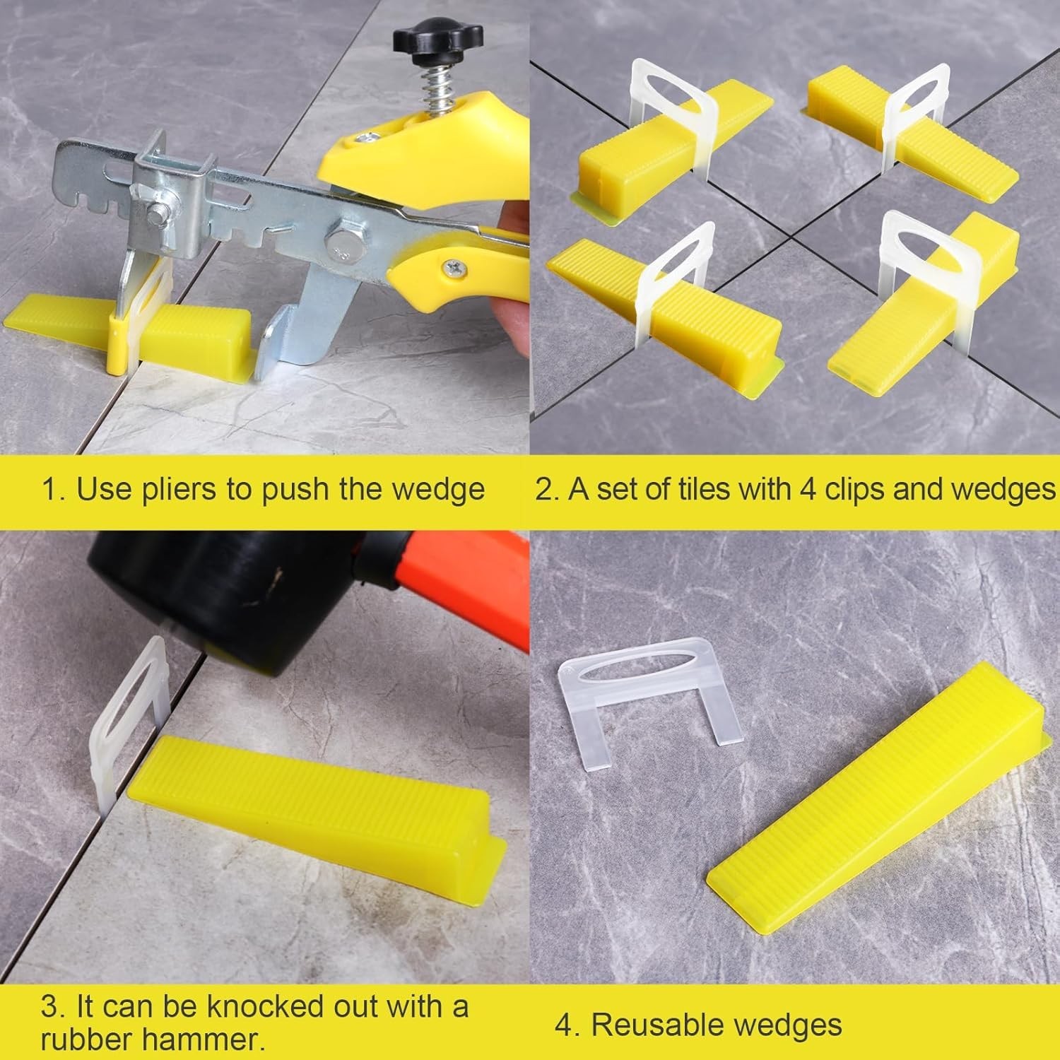 Tile Leveling System Tile Wedges, 400PCS Reusable Tile Leveling Wedges for 1/…