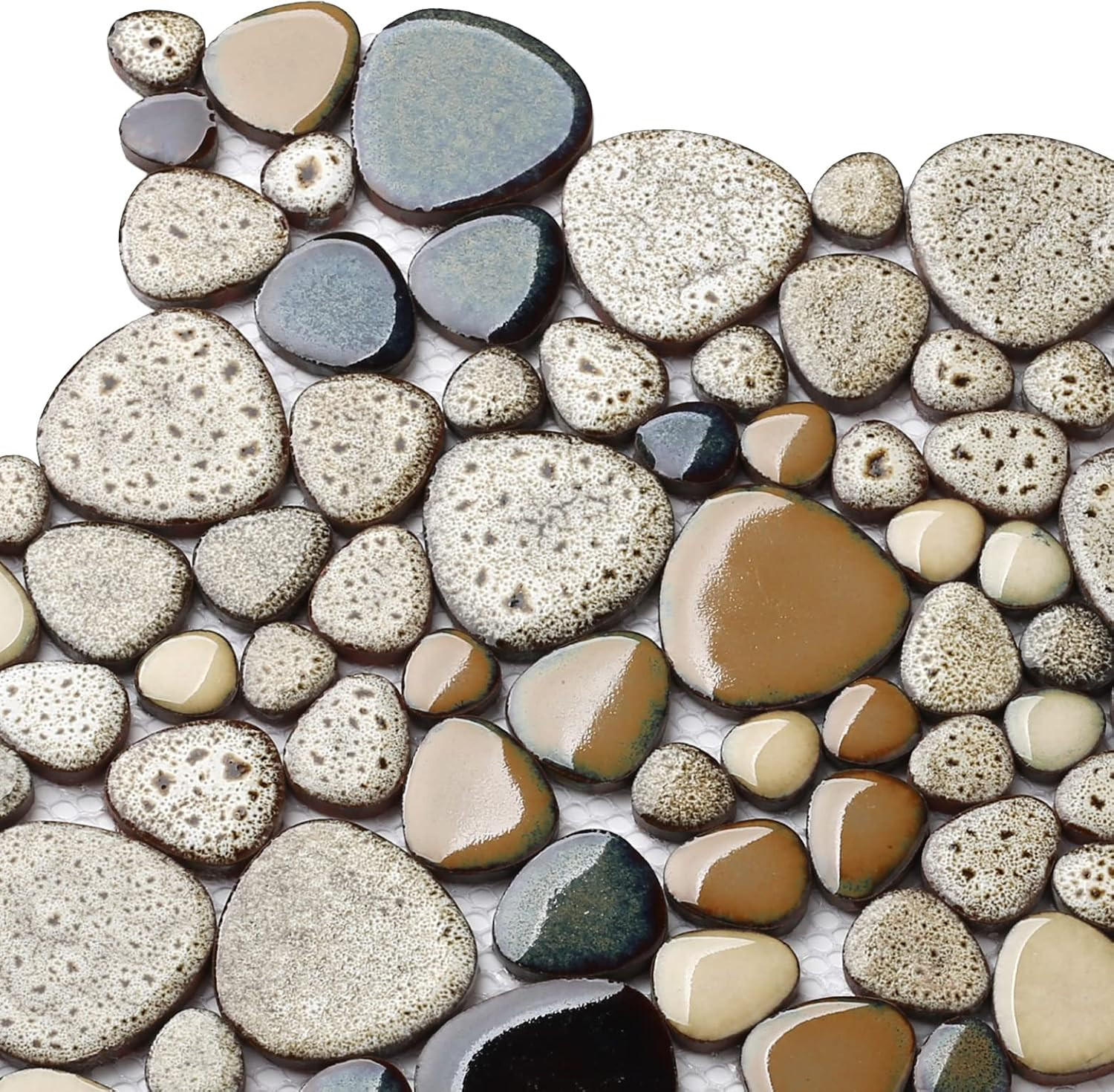 Parrotile Pebble Shower Floor Tile Bathroom Beige Wall Backsplash Mosaic Tiles (