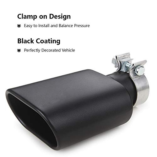 Square Exhaust Tip 2.25″ Inlet, Black Coating Rectangle 2.25inch Black Coated