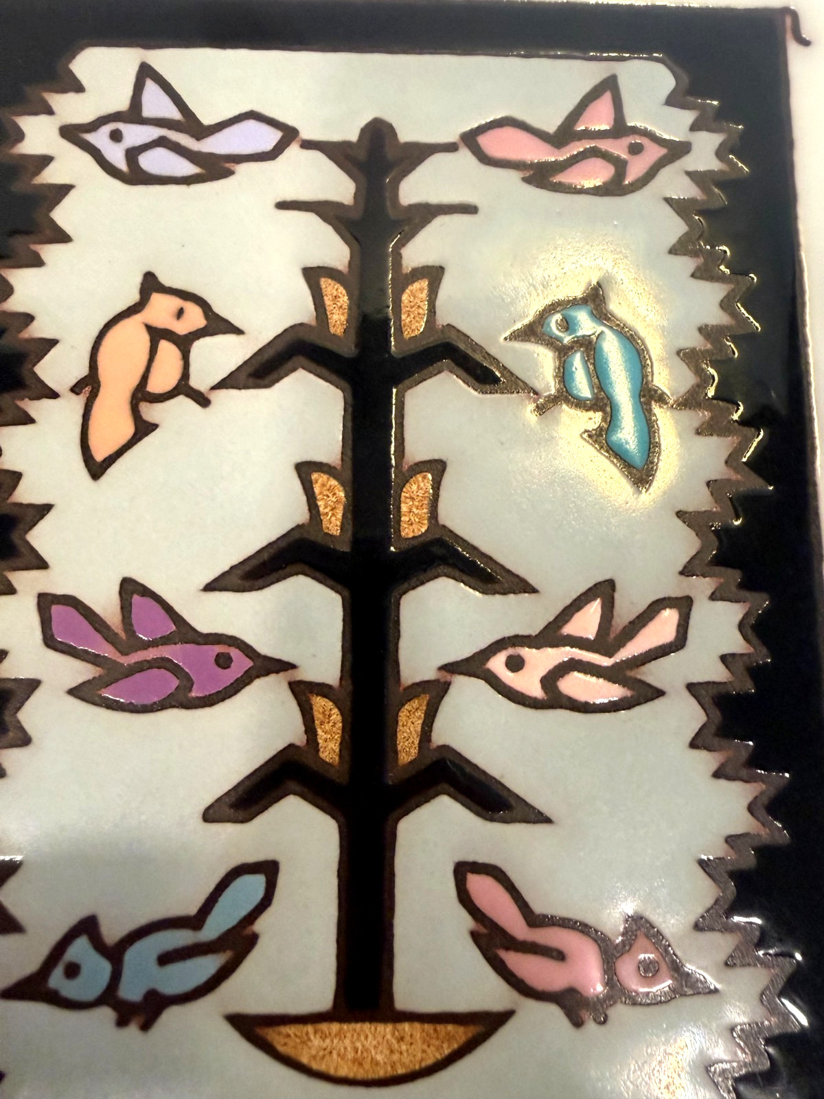 Handcrafted Navajo Weaving Design Ceramic Tile Trivet Southwest Heritage 1991 US