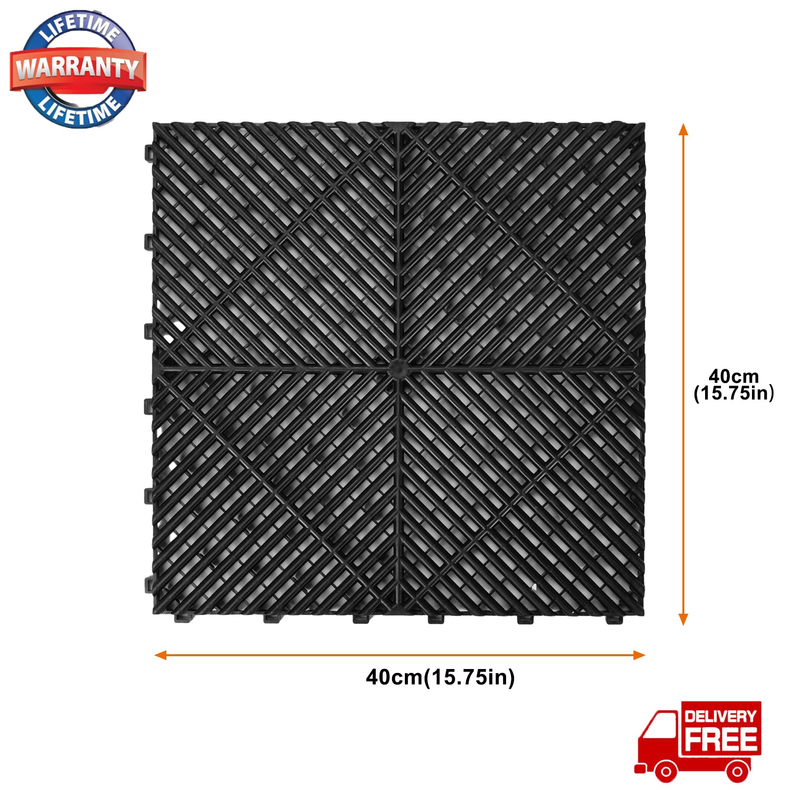 25x Interlocking Garage Floor Tiles Modular Mat 15.75×15.75″ Drainage Deck Tile