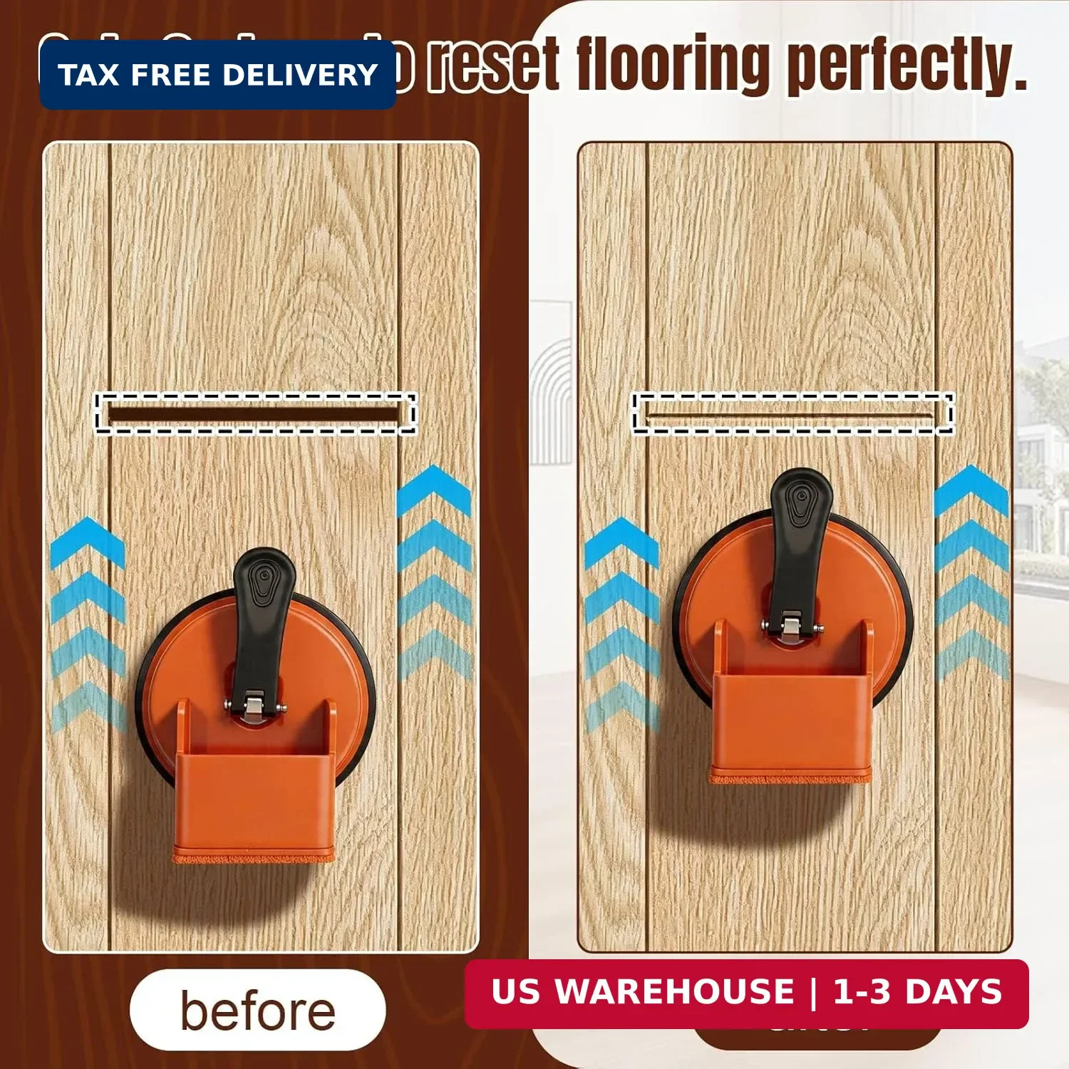 Floor Gap Fixer Tool, Heavy Duty Floor Suction Cup with 5 Non-Slip Pads, Carbon