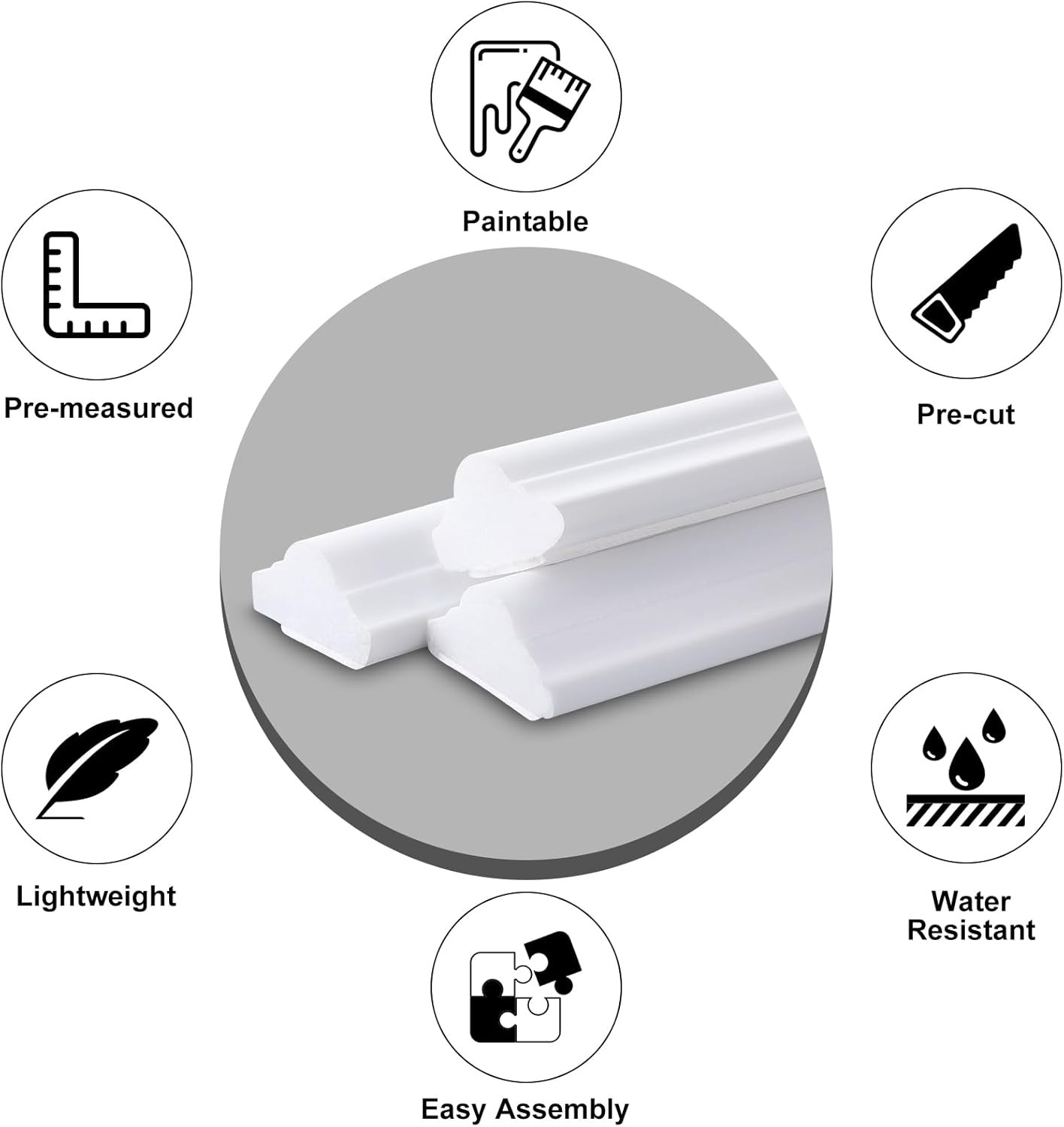 3 Set Peel and Stick Wall Molding Kit, Premade Accent Molding Wainscoting Pan…