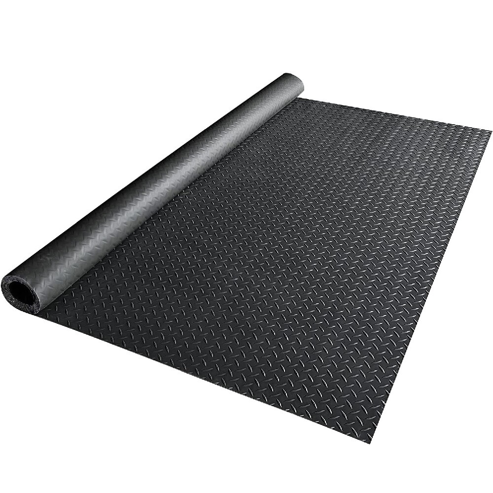 Black Garage Gym Floor Mat Roll PVC Vinyl Cart Truck Flooring Protector Non-Slip
