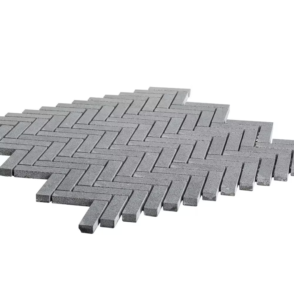 Basalt Herringbone Gray 10 In. X 10.75 in Honed Basalt Wall and Floor Mosaic Til