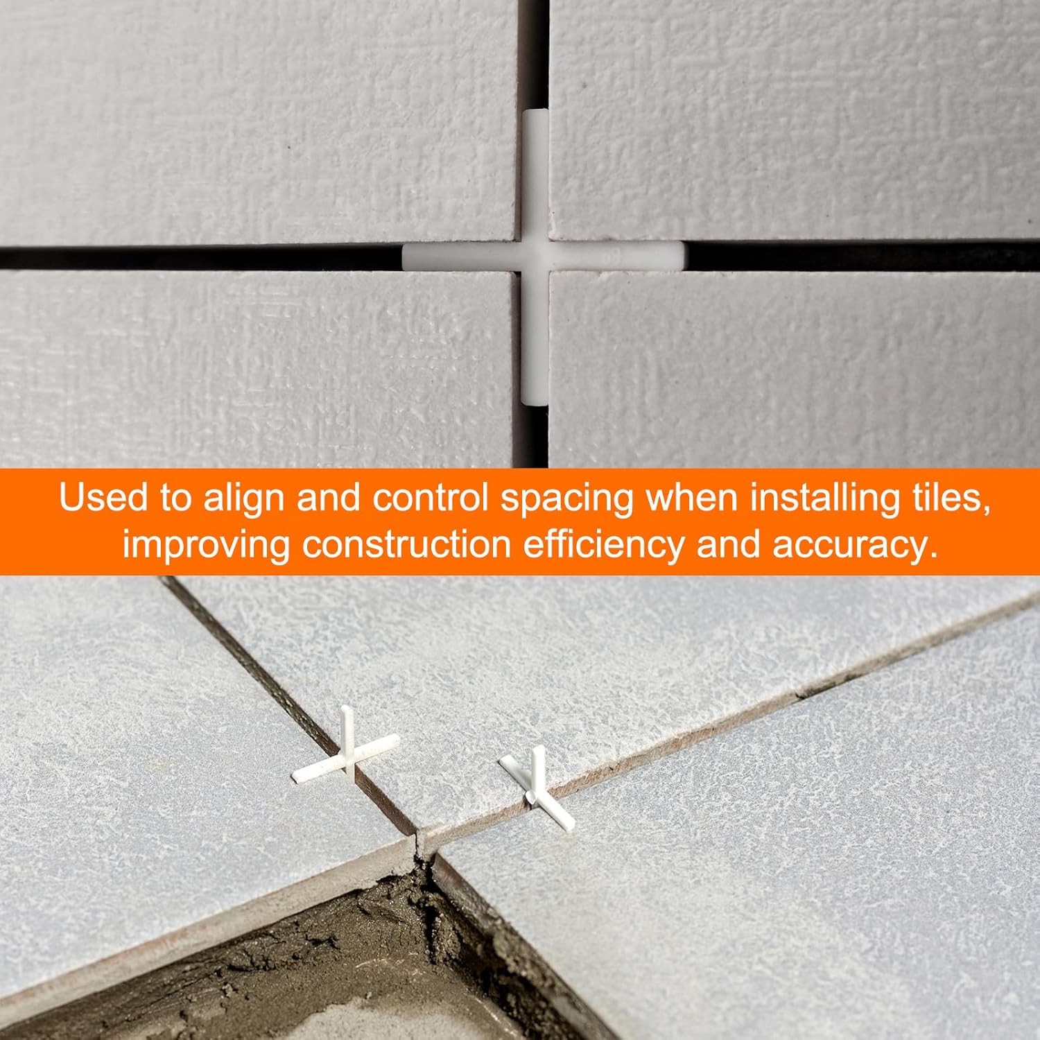 HARFINGTON 100pcs Tile Spacers 2mm Hard Plastic Cross Tiles Leveler