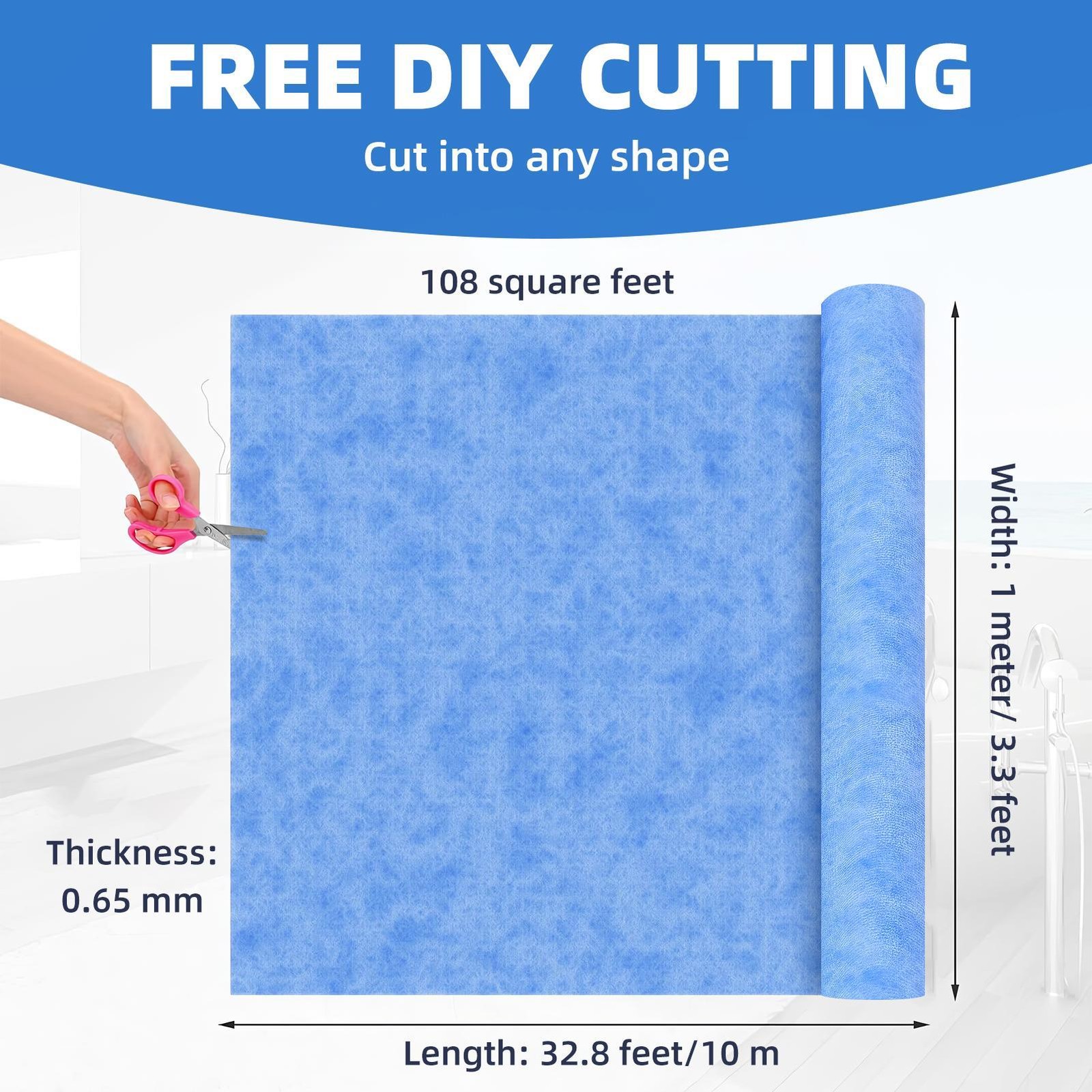 Waterproofing Membrane Tile Underlayment for Bathroom Shower Flooring Wall 20mil