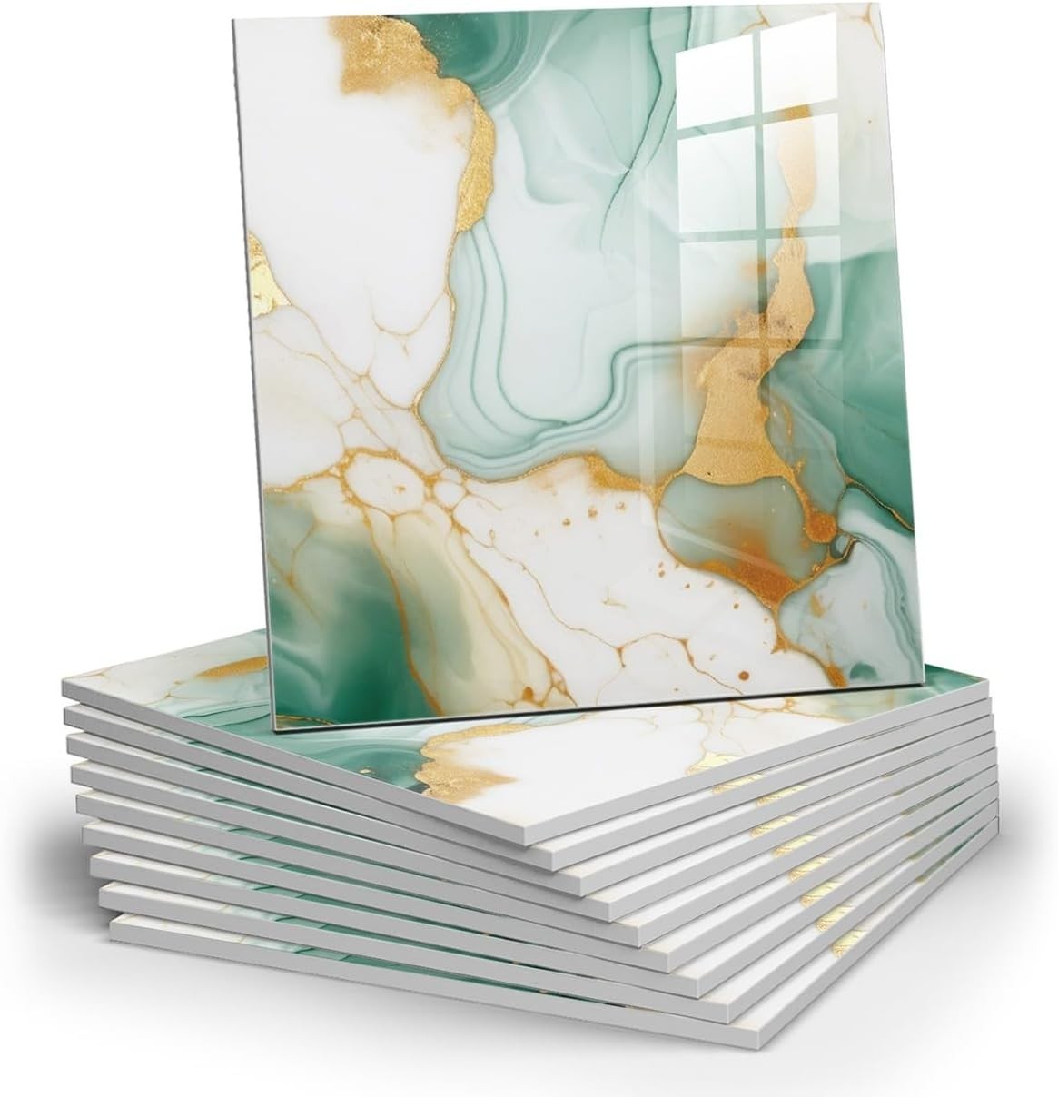 Green and Gold Marble Peel and Stick Backsplash – 11.8″/`