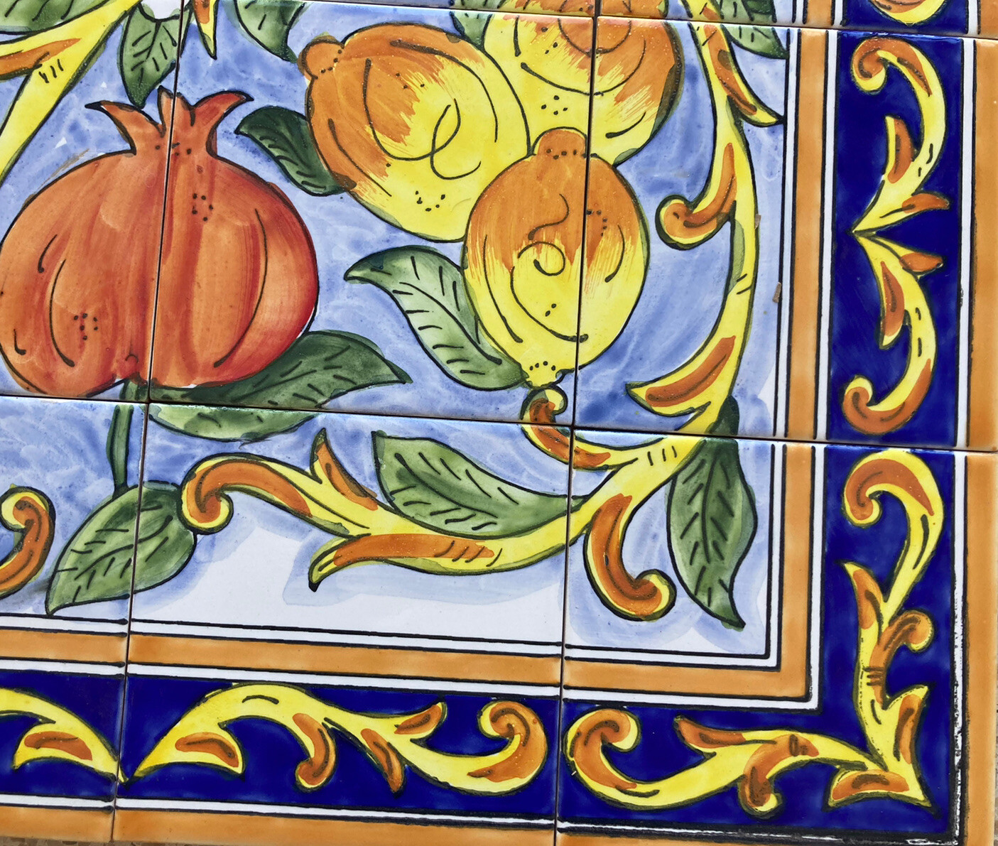 24″ x 18″ Ceramic Tile Mural Backsplash Kitchen Wall Hand Painted Pomegranate