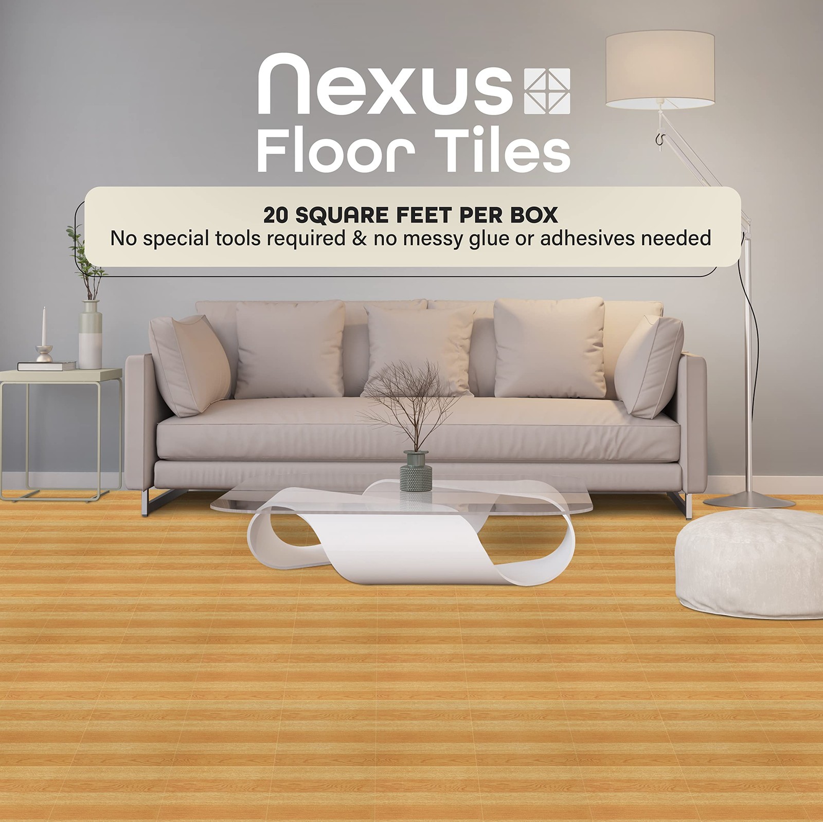 Nexus Vinyl Tile 20-Pack 12×12 Inch Basket Weave Light/Dark Oak Pattern