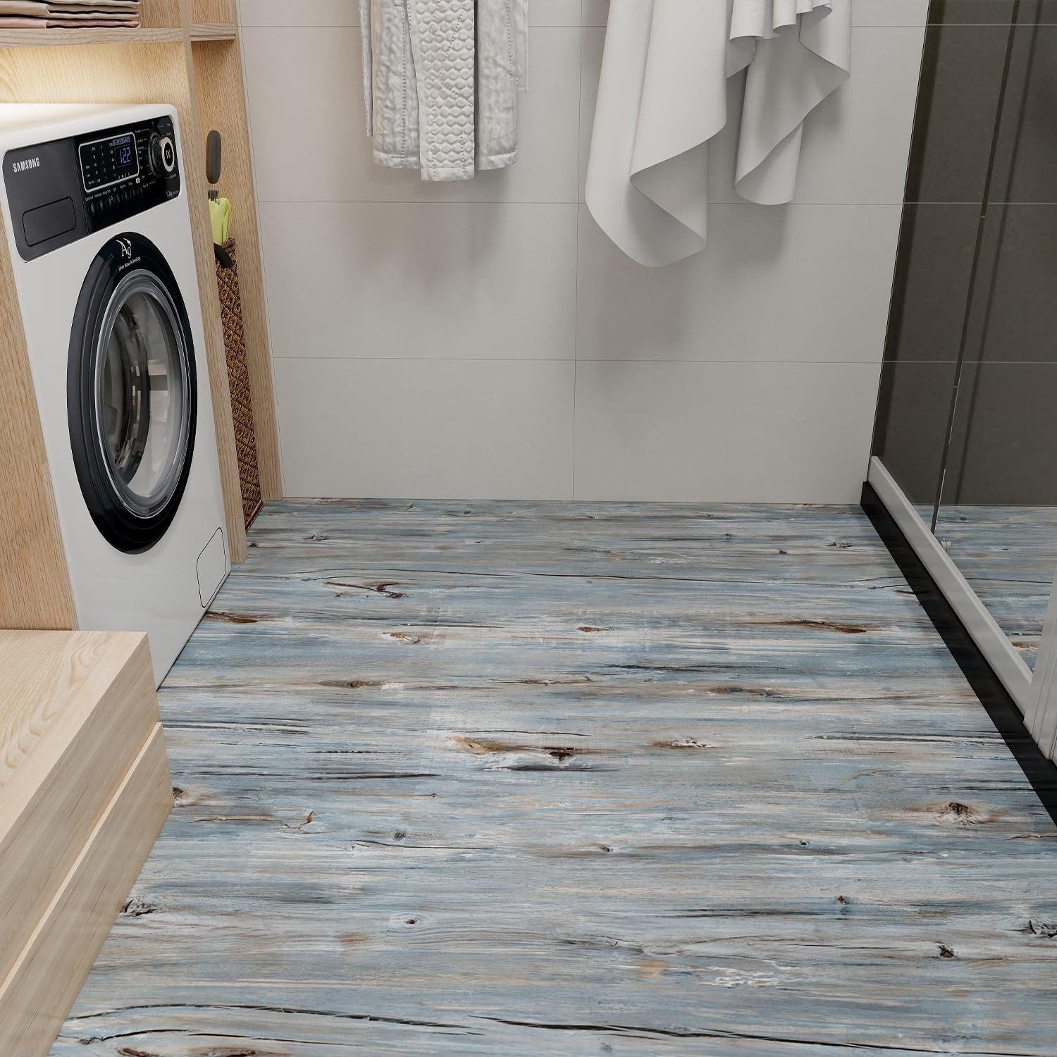Peel and Stick Vinyl Flooring Roll 11.8″ Width, Length 590″ Waterproof and Non-S