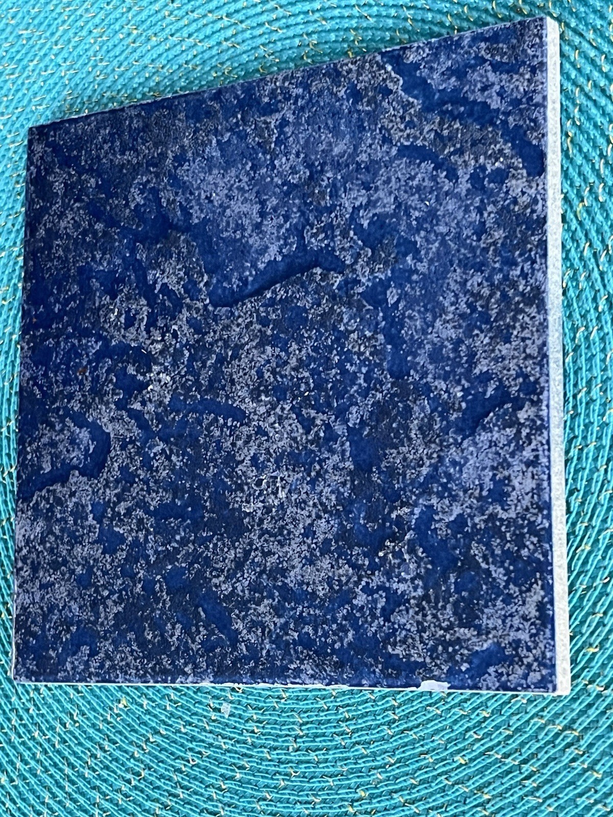 Deep Ocean Blue with Light Gray Sprinkles Ceramic Tile 6×6 Inch Kitchen Decor