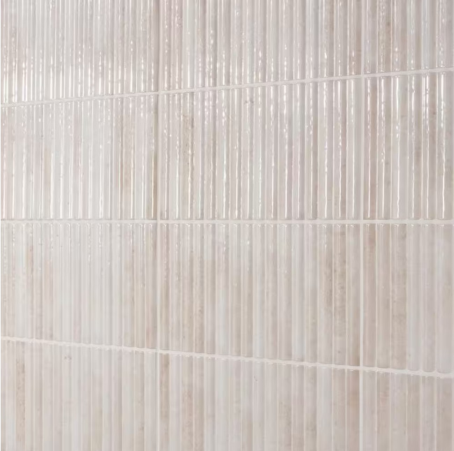 Mawr White 5.9 in. x 11.81 in. Polished Fluted Ceramic Wall Tile Ivy Hill Sheet