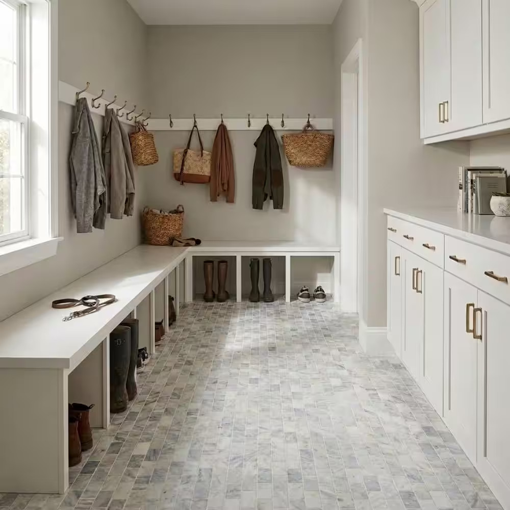 Capri Blue Subway 12 In. X 12 In. X 0.38 In. Honed Marble Mesh Mounted Mosaic Fl