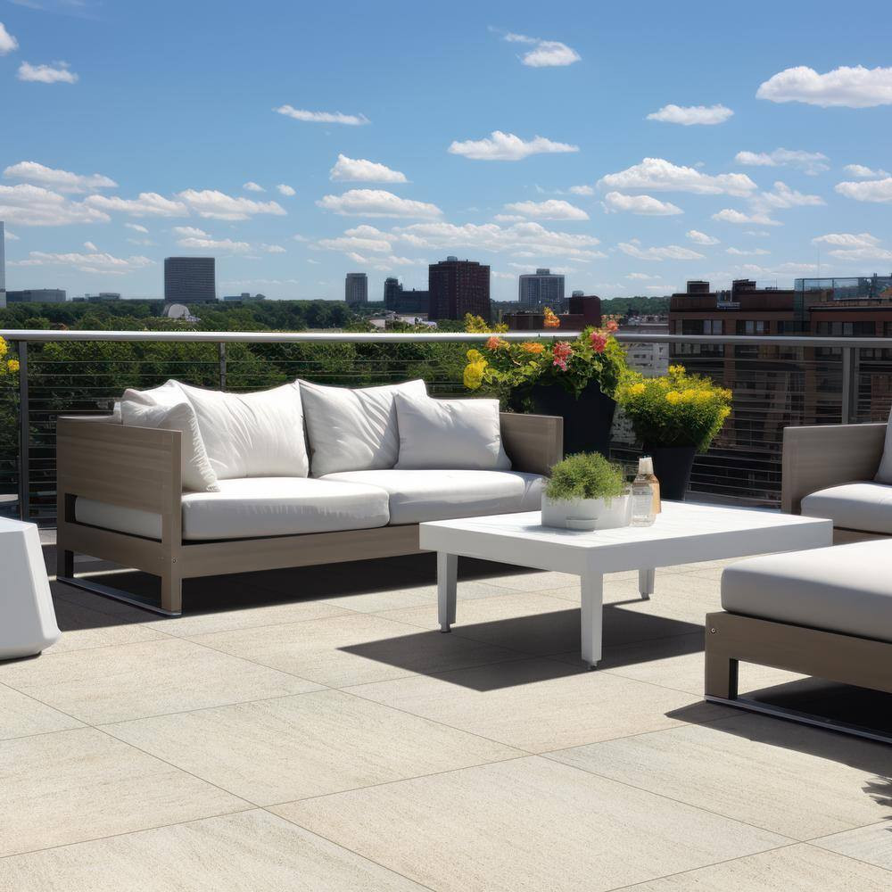 Living Style Beige 2 Cm. X 24 In. X 24 In. Matte Porcelain Stone Look Paver (8 S