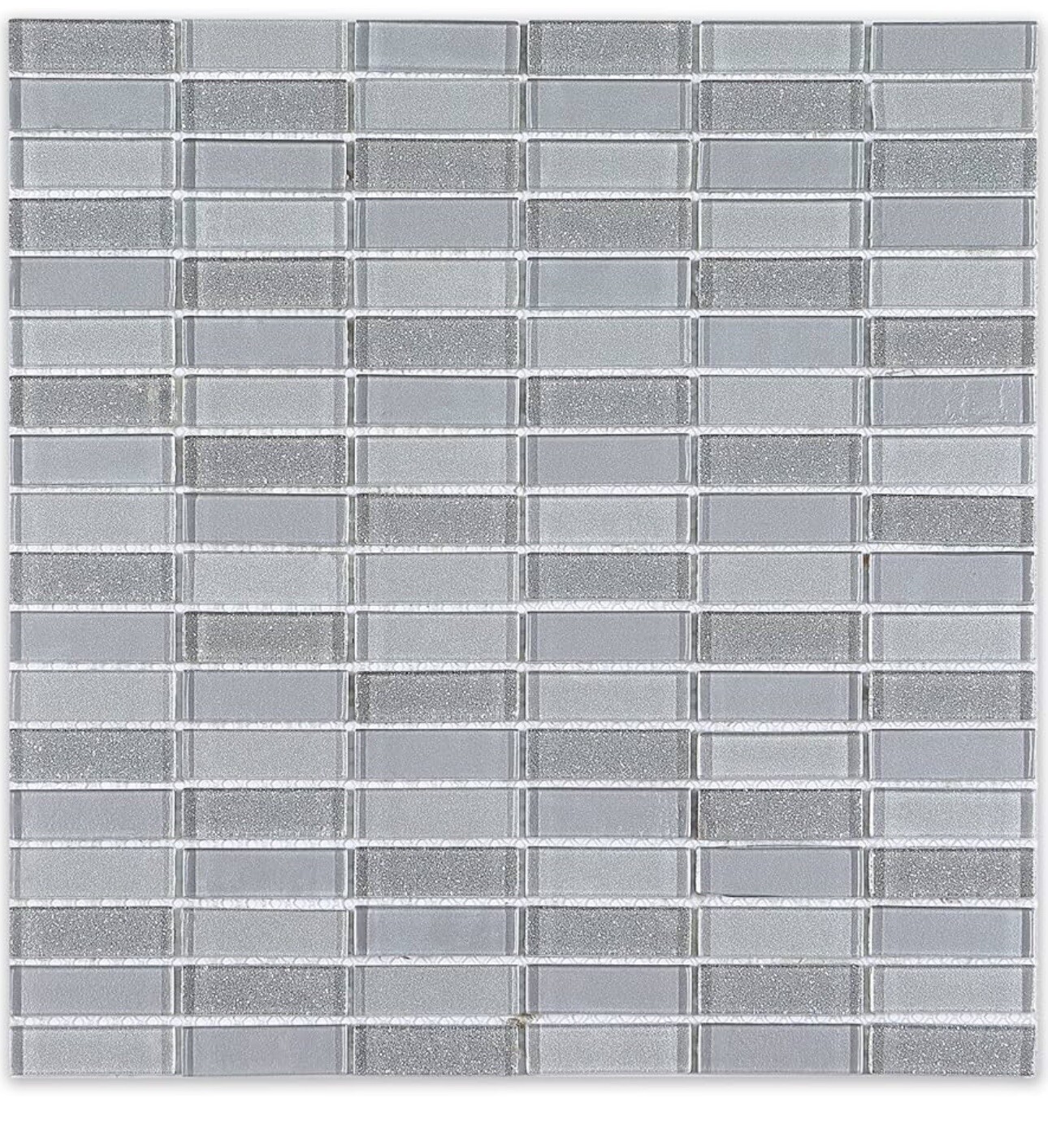 11PC Silver Glass Mosaic Stacked Pattern Mosaic Tile Wall Backsplash 12×12” Each