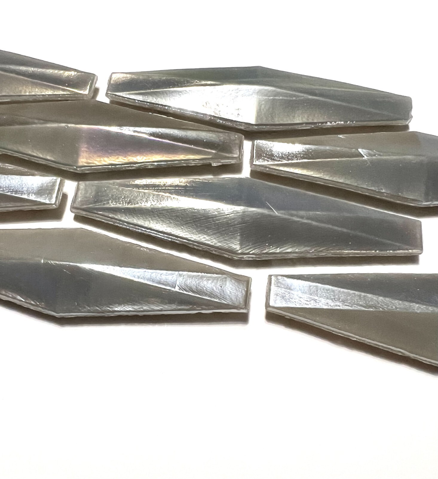 1×4 Diamond Shape Iridescent Sparkly 3D Glass Wall Tile Arts Crafts (Pack of 10)