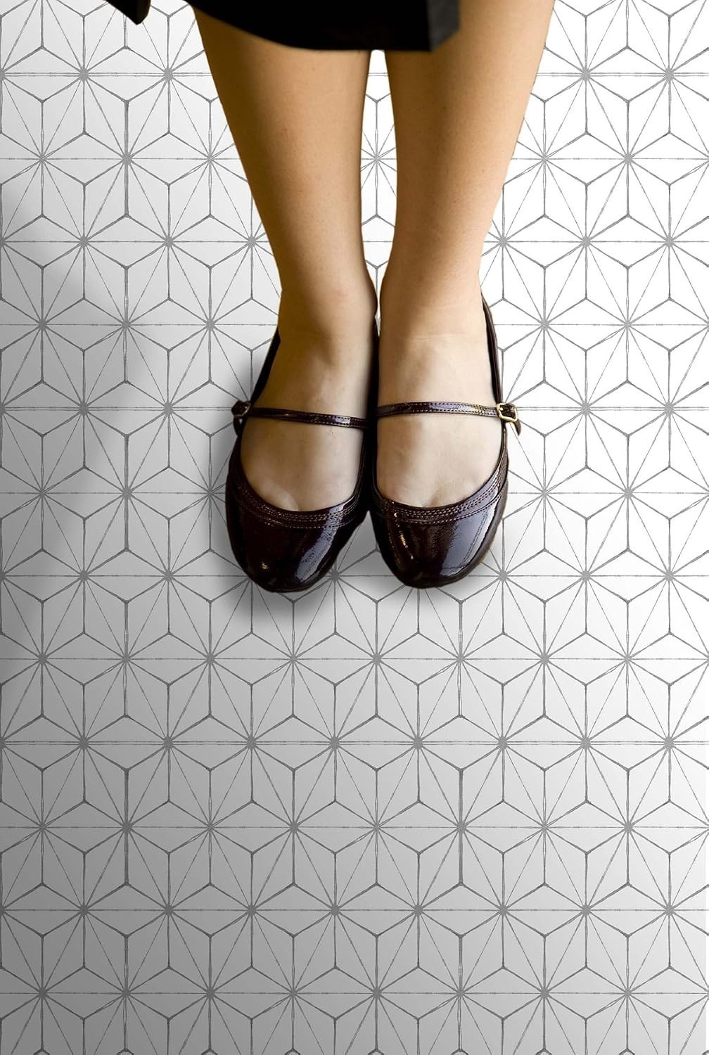 FP2481 Kikko Peel Stick Floor Tiles, White & Off-White