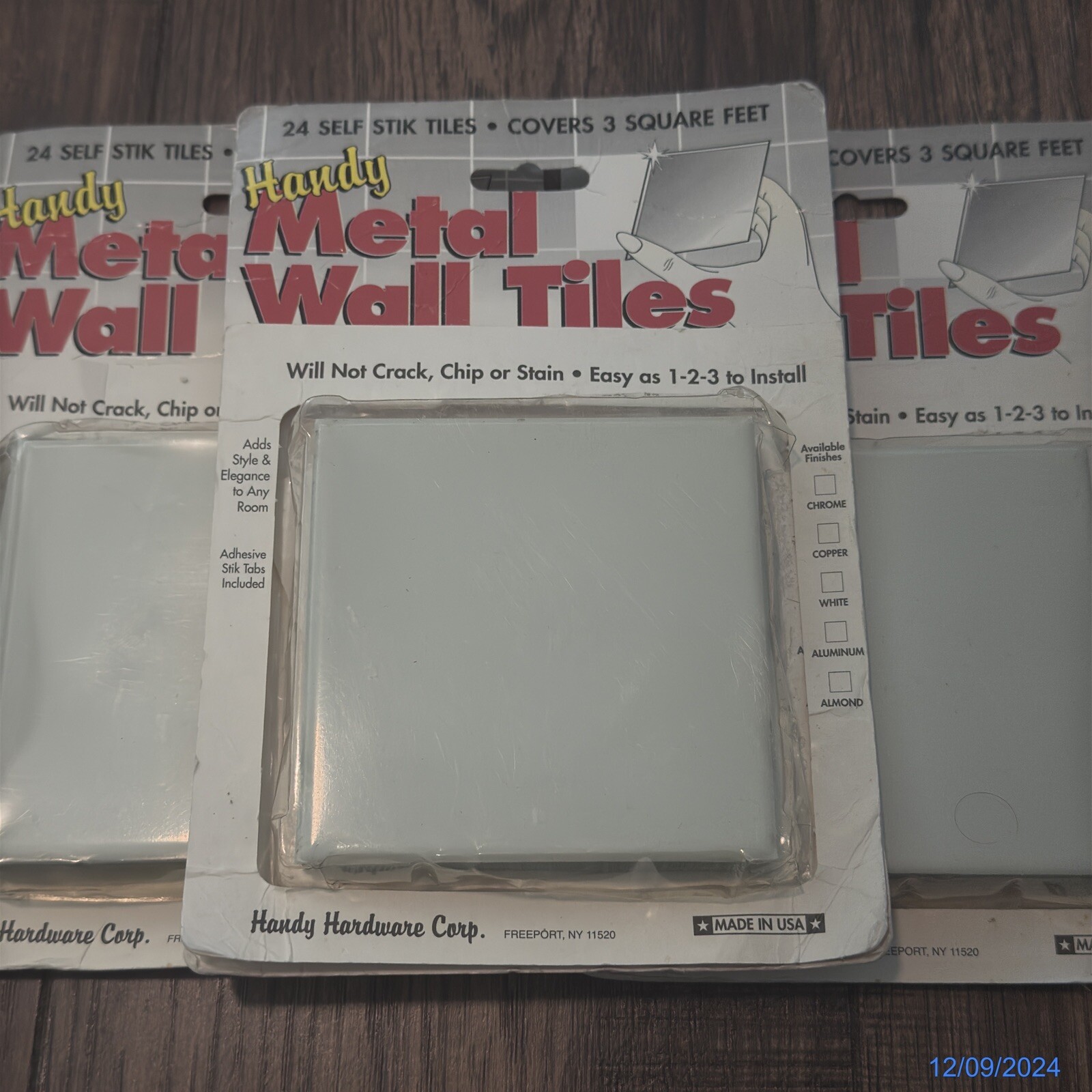 Handy Metal 4″ Square Wall Tiles Almond Finish 3 Packages Total [72x Tiles]