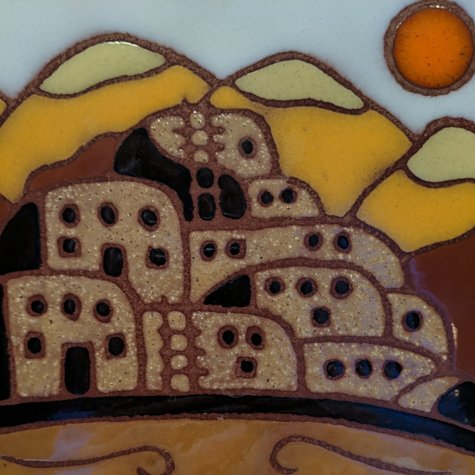 Vintage Pueblo Sunset 6″ Tile American Olean Quarry Co Gold Brown Heavy Thick