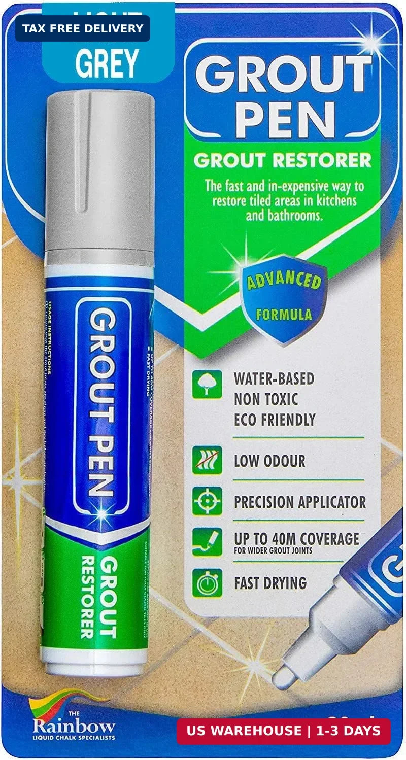 Grout Pen Light Grey Tile Grout Paint Marker – Wide 15mm Tip (20ml) | Waterproof