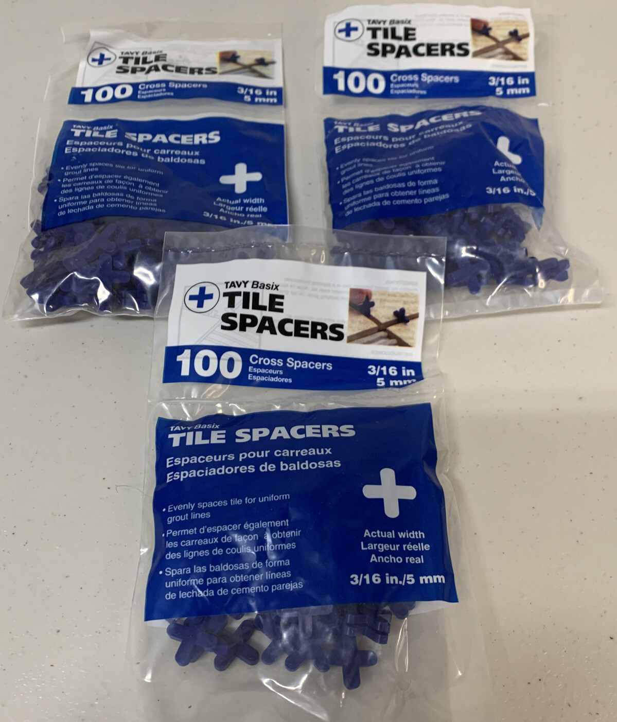 Tavy Basix Cross Tile Spacers 3/16in 5mm 100pc Pack Brand New 3 Packages BN2