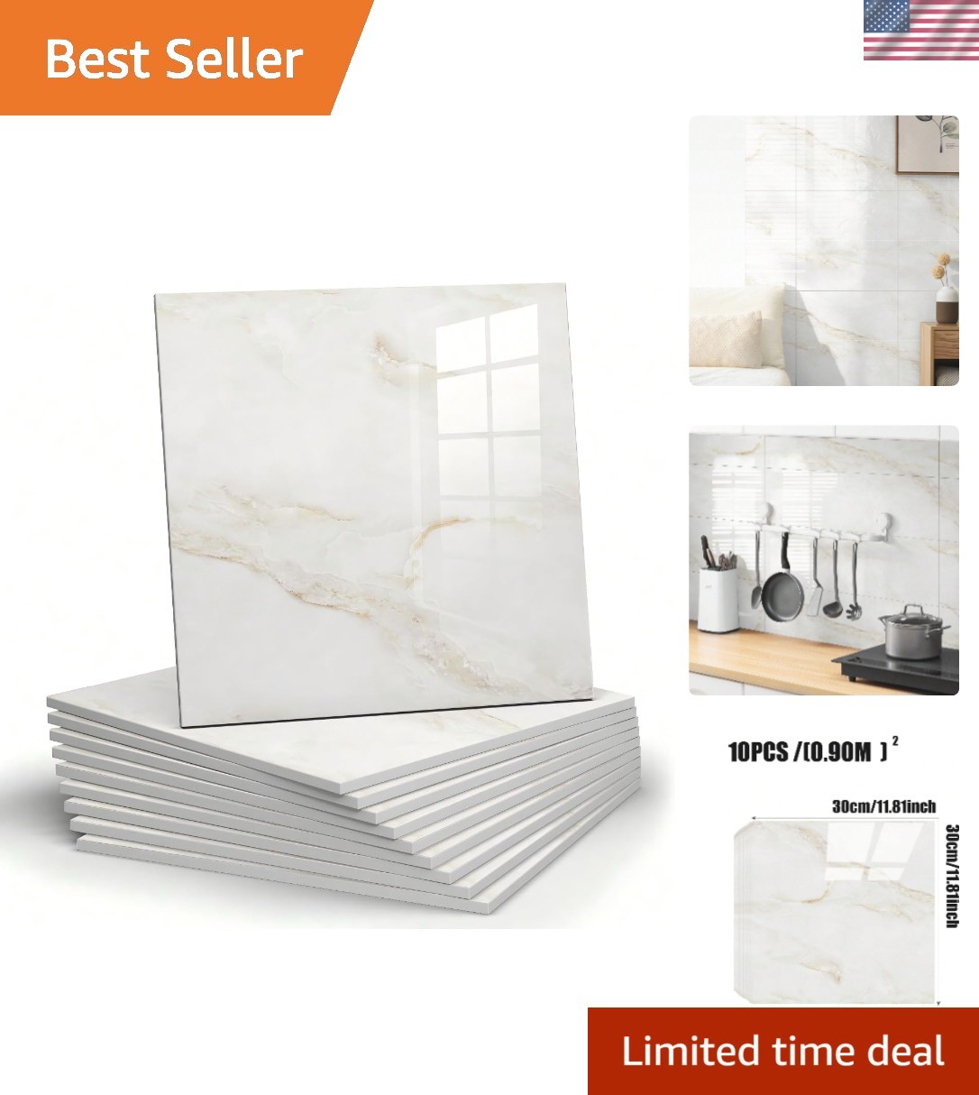 Versatile 10-Pack Peel and Stick Marble Panels – Lightweight and Easy to Install
