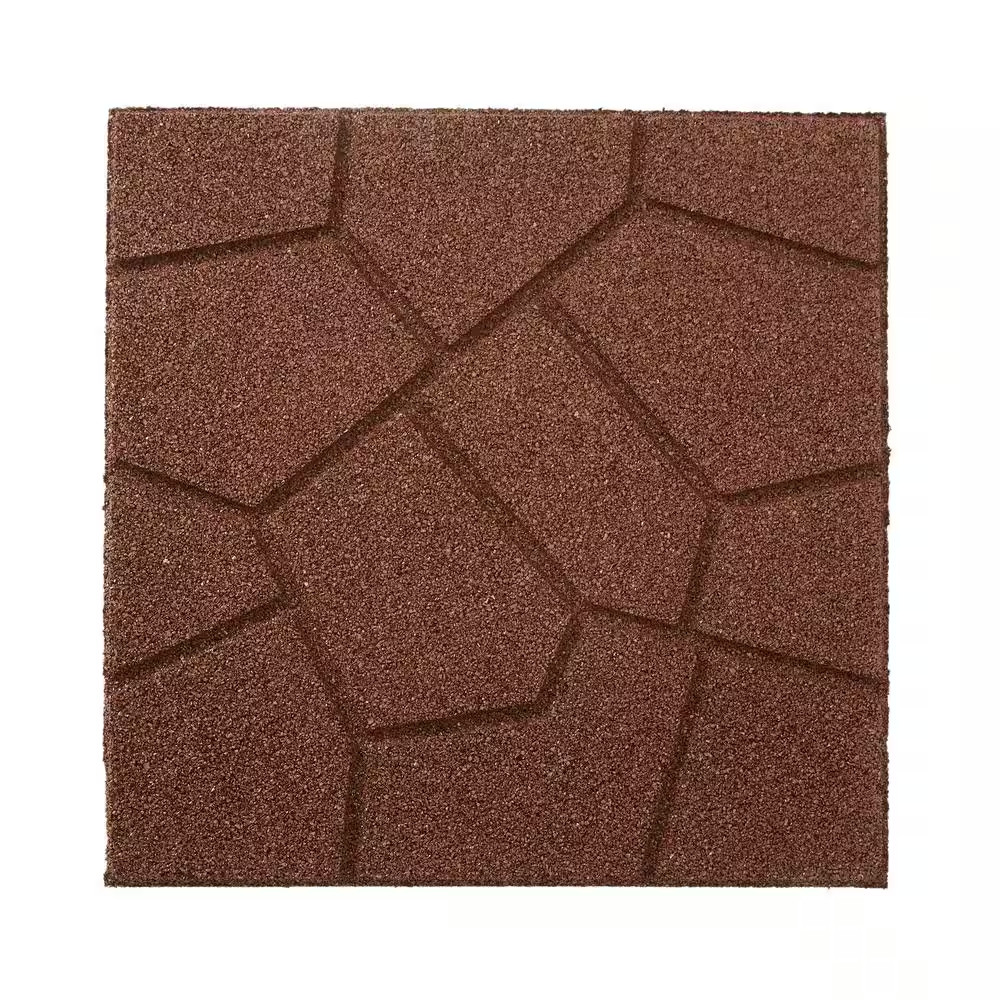 16 x 16 in. Brown Dual-Sided Rubber Paver (9-Pack, 3/4 in. Thick) – Outdoor Walk