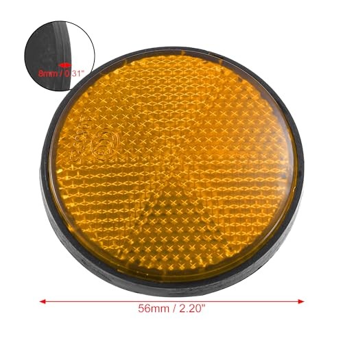 2 Pcs 56mm Plastic Universal Round Reflective Warning Reflector with Orange