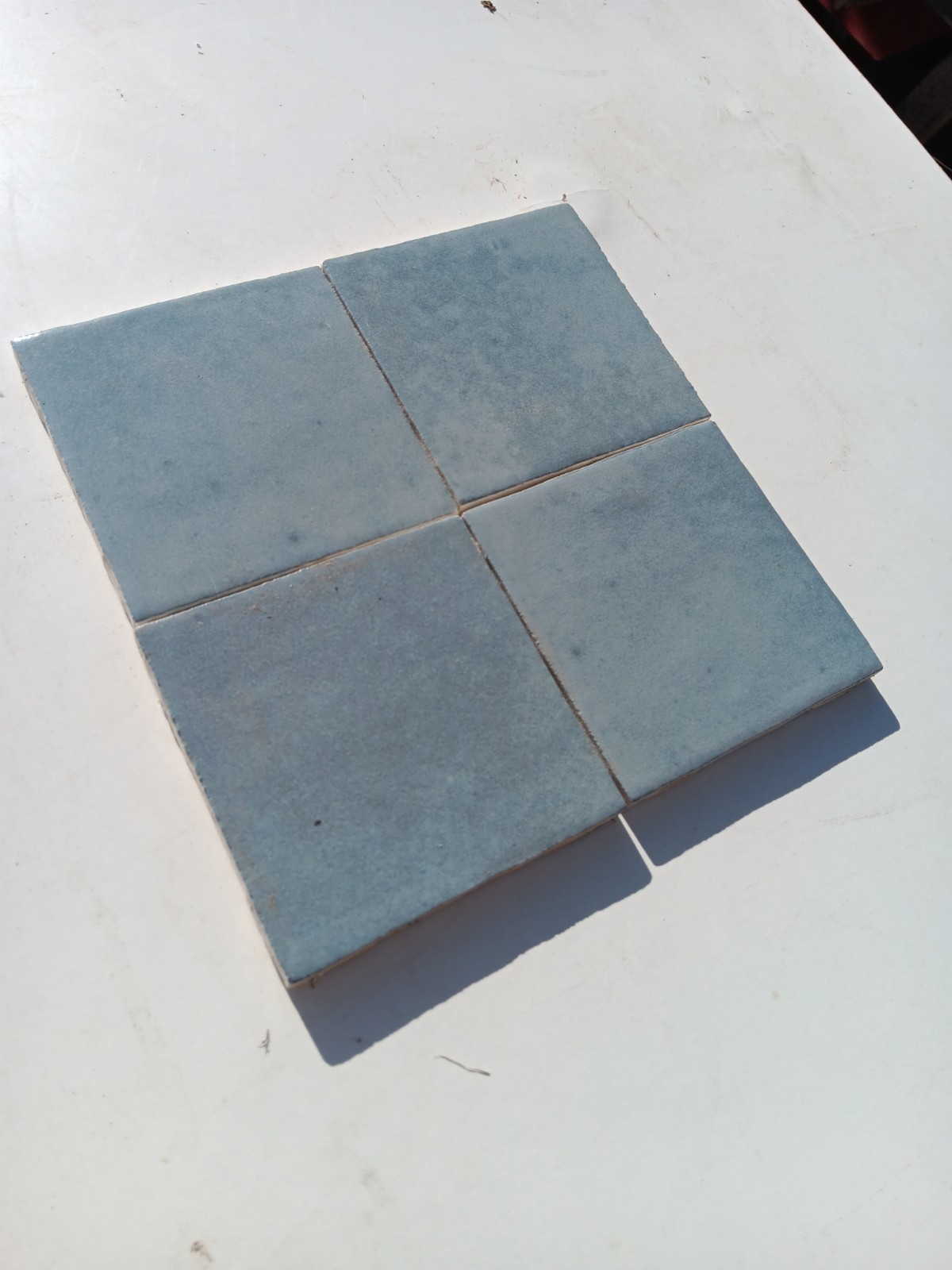 9 tiles (1 ft² ) Zellige 4×4 Ceramic Tile Glossy Cielo Blue Moroccan Style