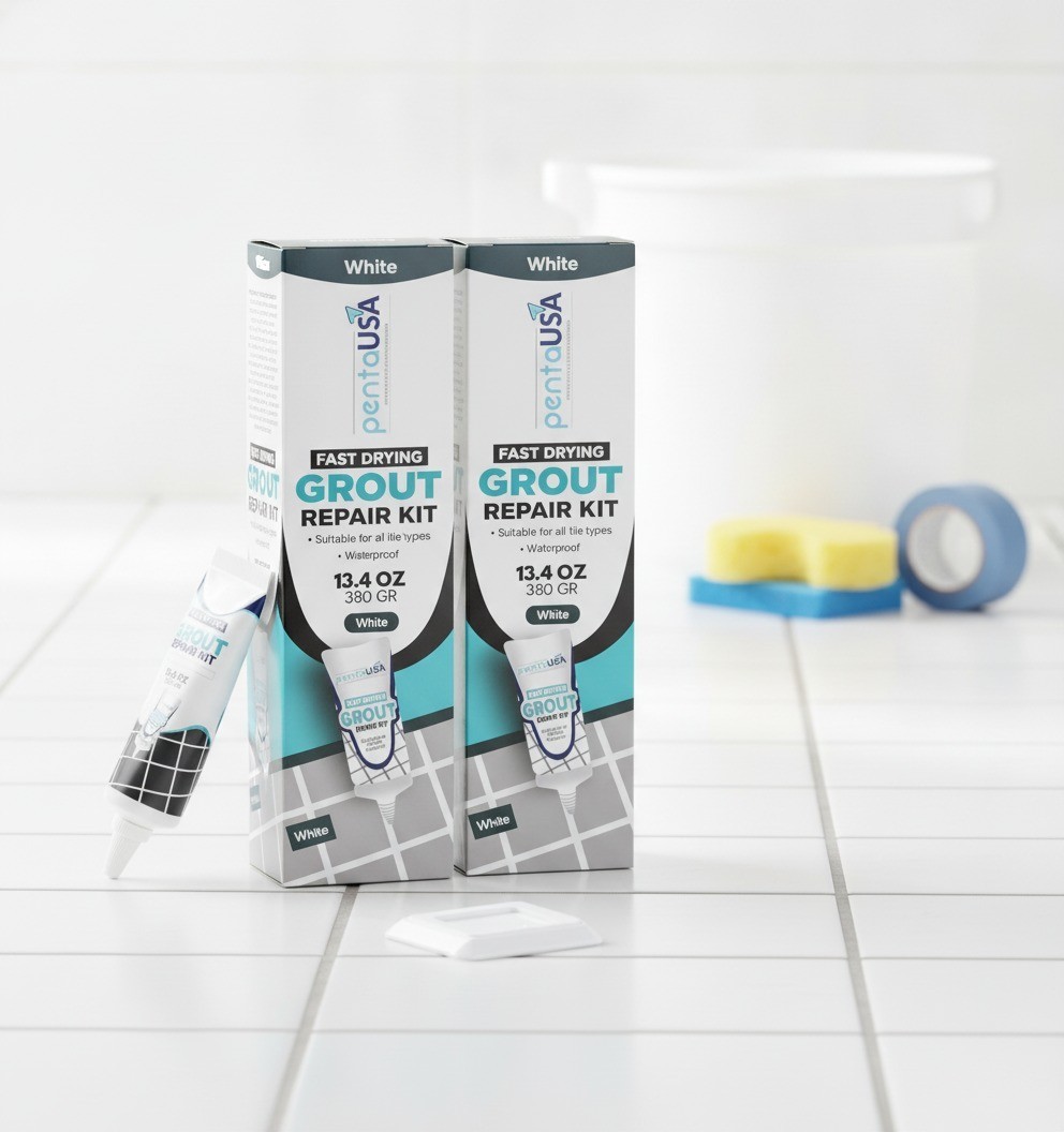 White Tile Grout Repair Kit, 13.4 oz, Premixed Acrylic Sanded, Water Resistant
