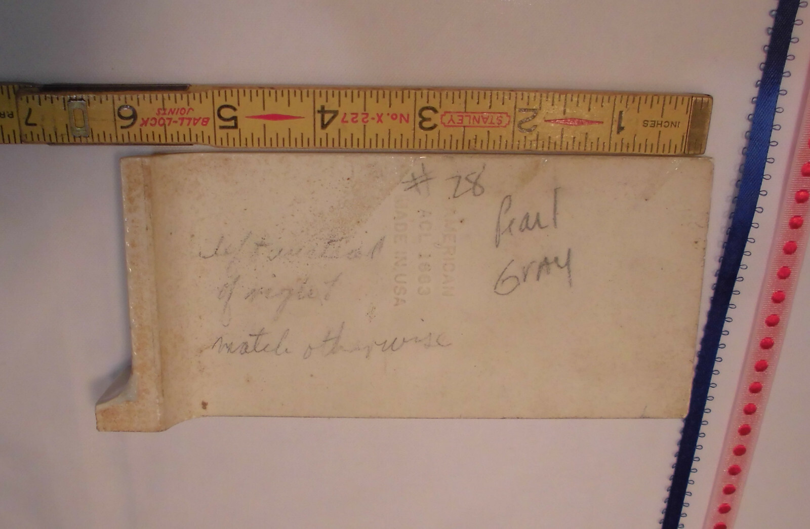 1 pc.*Gray* stack-tile-on-top cove/base, Ceramic Right Corner; American Olean