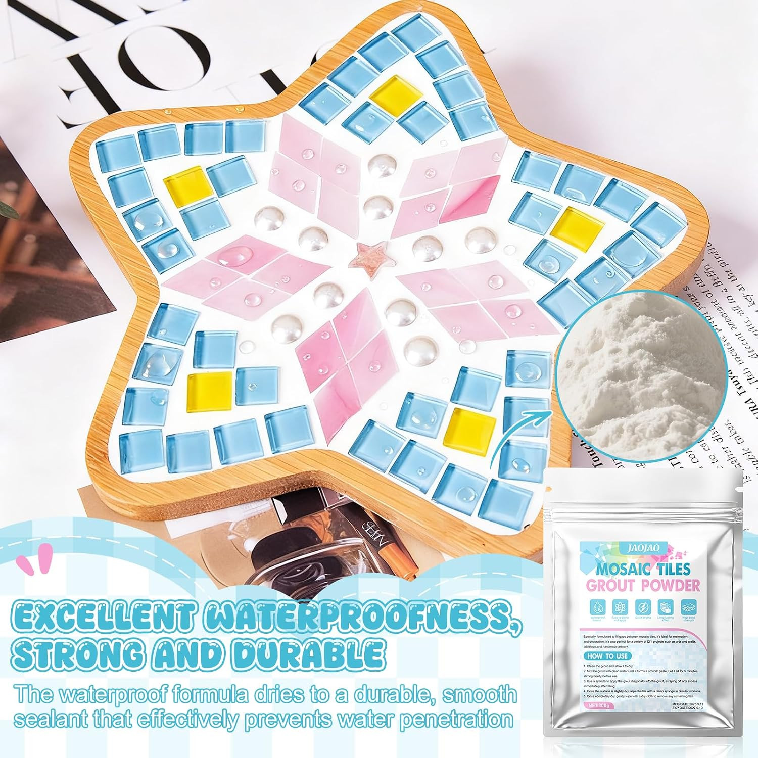 10.6Oz Mosaic Grout Powder, Mosaic Grout for Crafts | White Unsanded Ceramic …