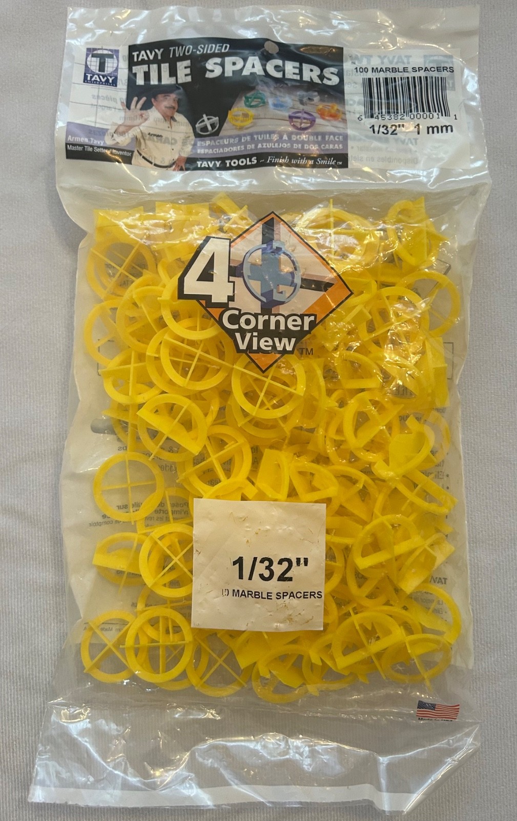 Tavy Two-Sided Tile Spacers 4corner View 1/32″ (1mm) – New 300 Total. 100pr Bags