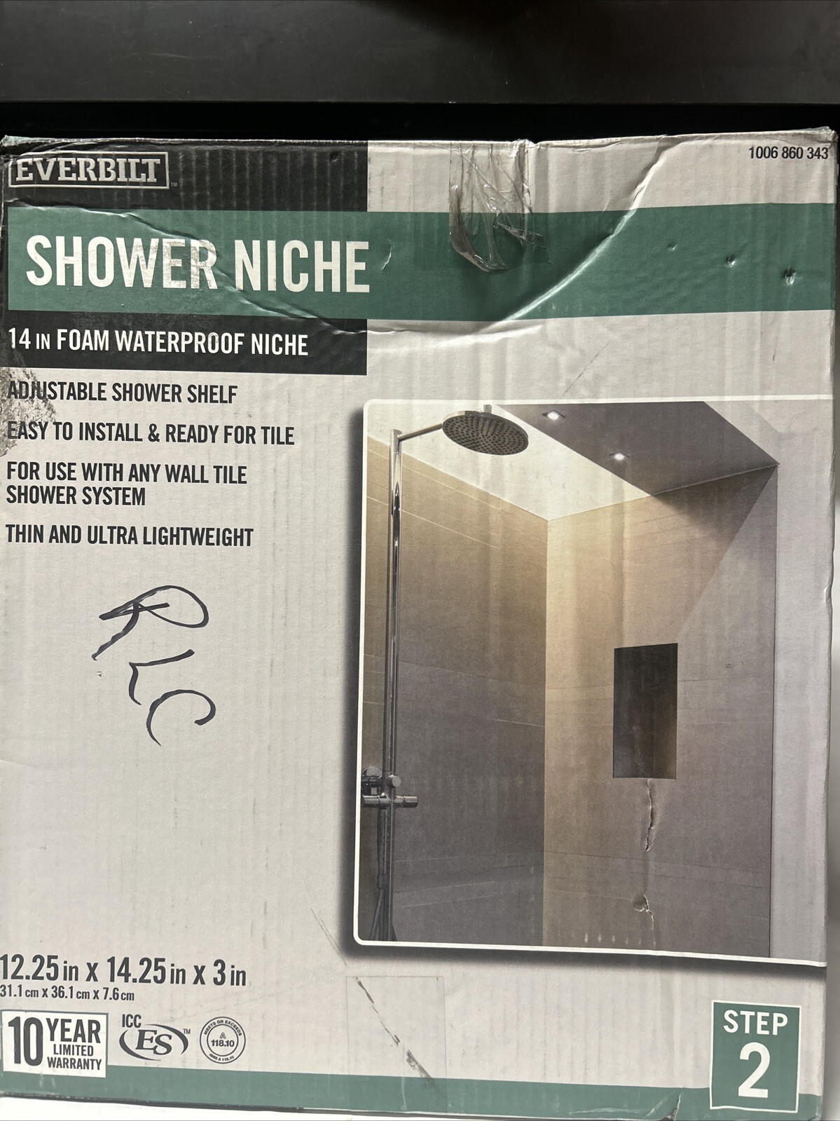 Everbilt EVB1214N Small 13-1/4in X 15-1/4in X 3-1/2in Adjustable Shower Niche