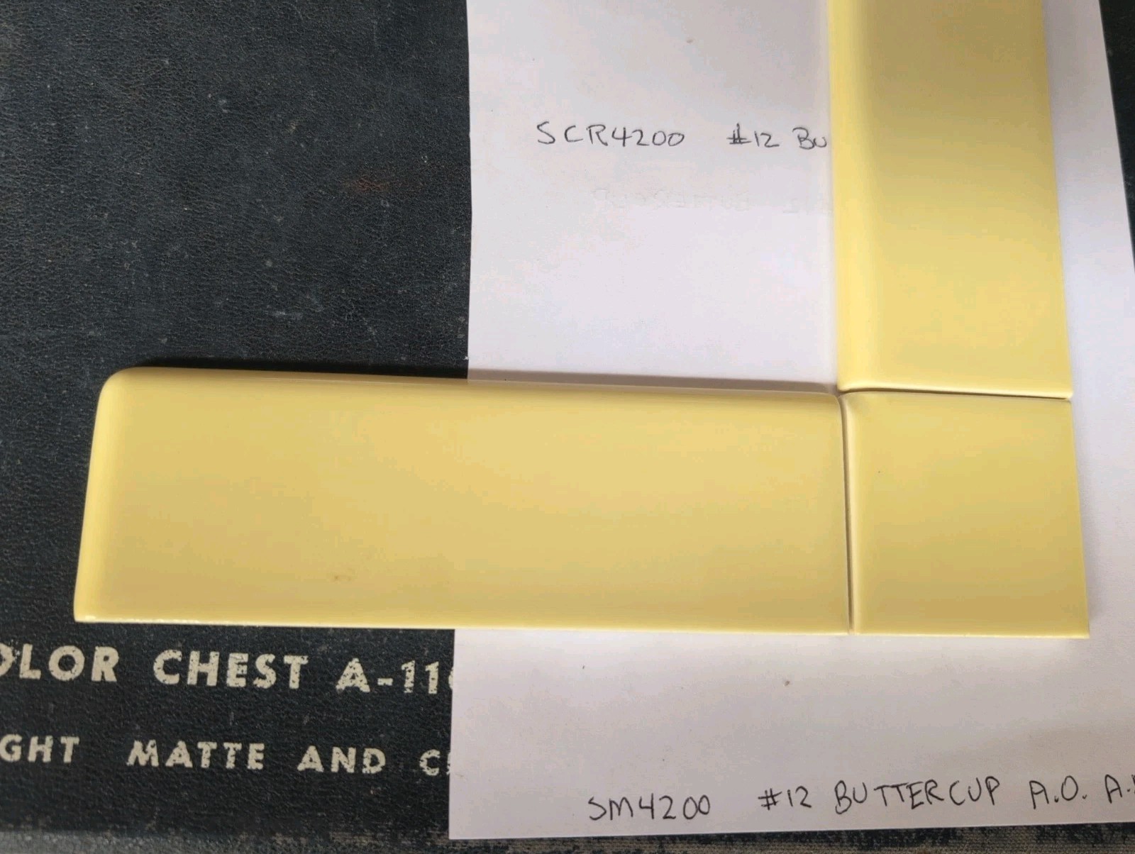 3 pc American Olean Bullnose 2×6 #12 Buttercup Yellow Corners L&R S4269 S4200