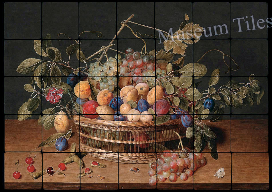 28×20 Van Hulsdonck Fruit Basket Art Tiles for Kitchen Backsplash